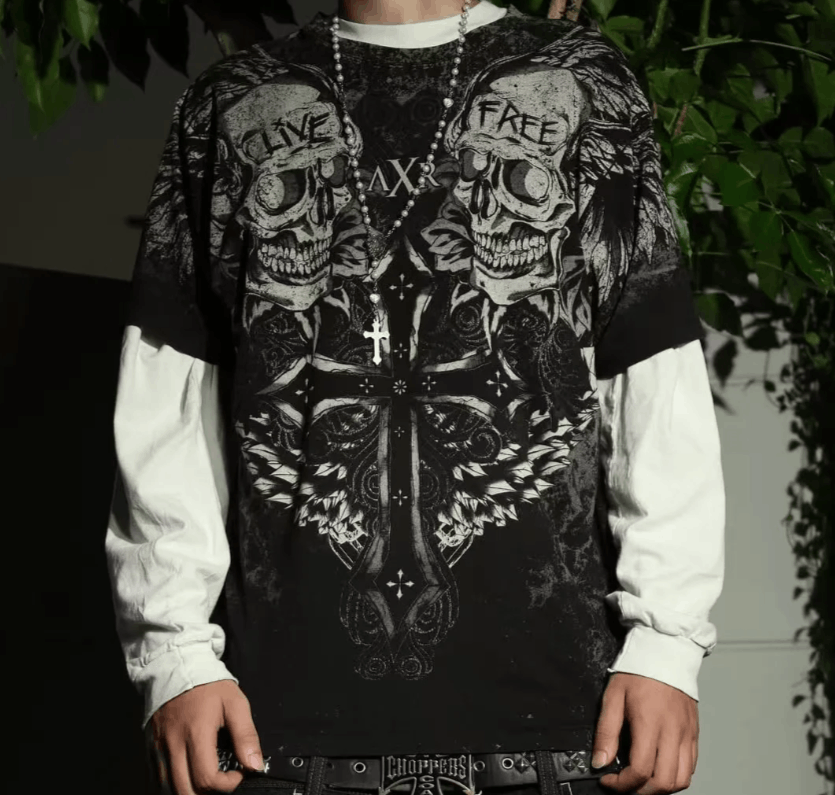 American New Vintage Printed Black T-shirt