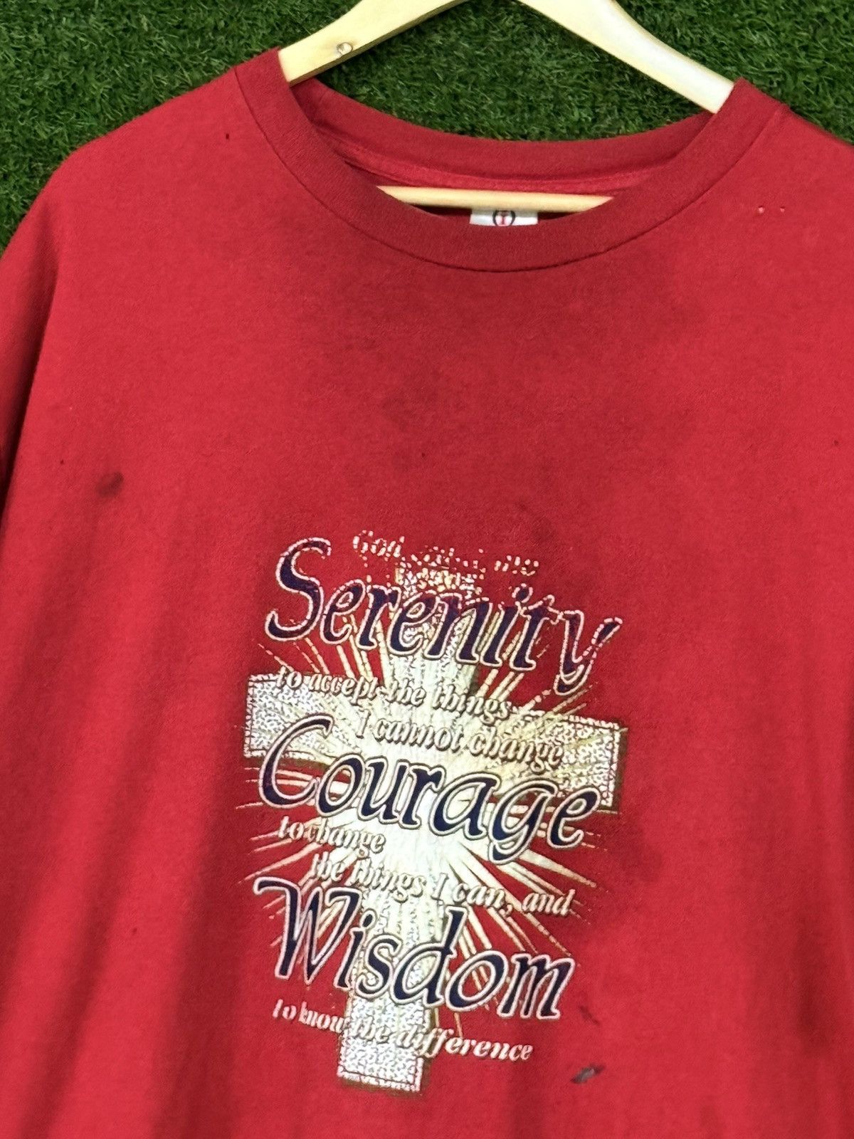Vintage Vintage Thrashed Christ Cross Bible Lord Tee Red 2XL XXL Size US XXL / EU 58 / 5 - 4 Thumbnail
