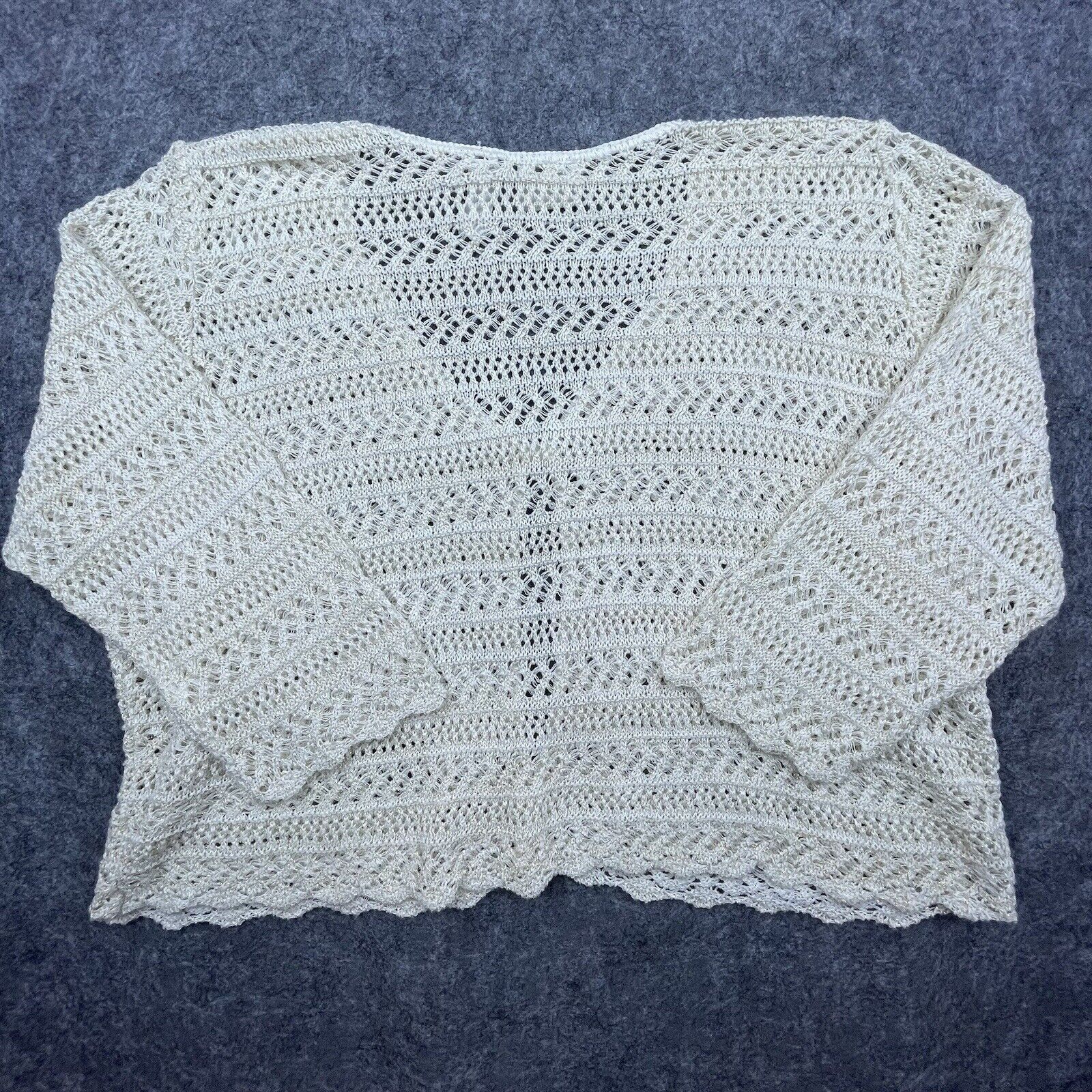 Covington Covington Woman Cardigan XL Open Knit Sweater Gold Metallic Size L / US 10 / IT 46 - 2 Thumbnail