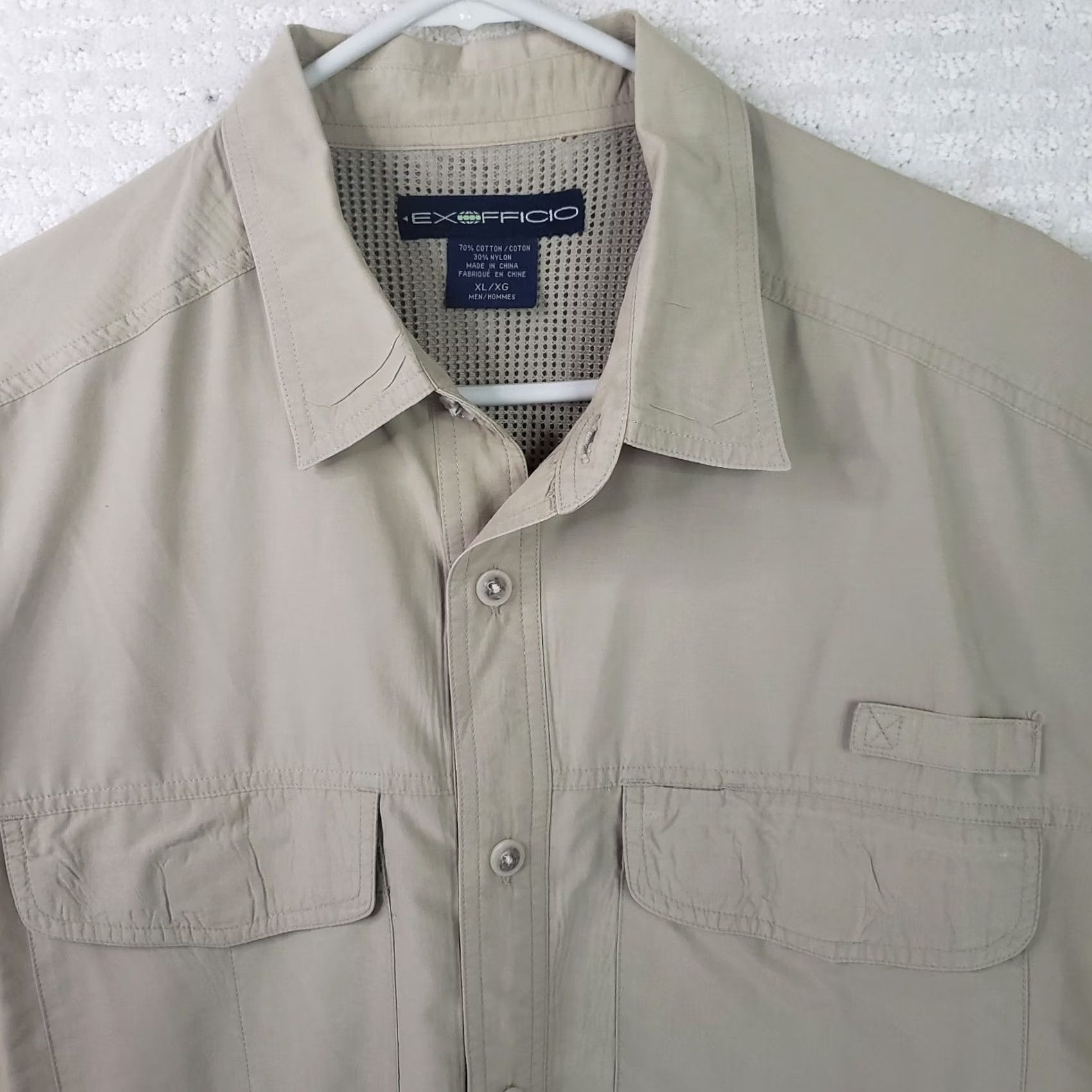 ExOfficio ExOfficio Shirt Mens XL Beige Short Sleeve Button Up Cotton Outdoor Hiking Size US XL / EU 56 / 4 - 3 Thumbnail