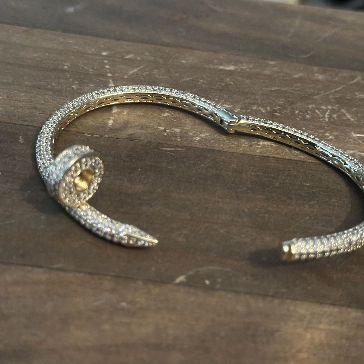 Other Gold tone paved wrapped nail bangle bracelet Size ONE SIZE - 4 Thumbnail