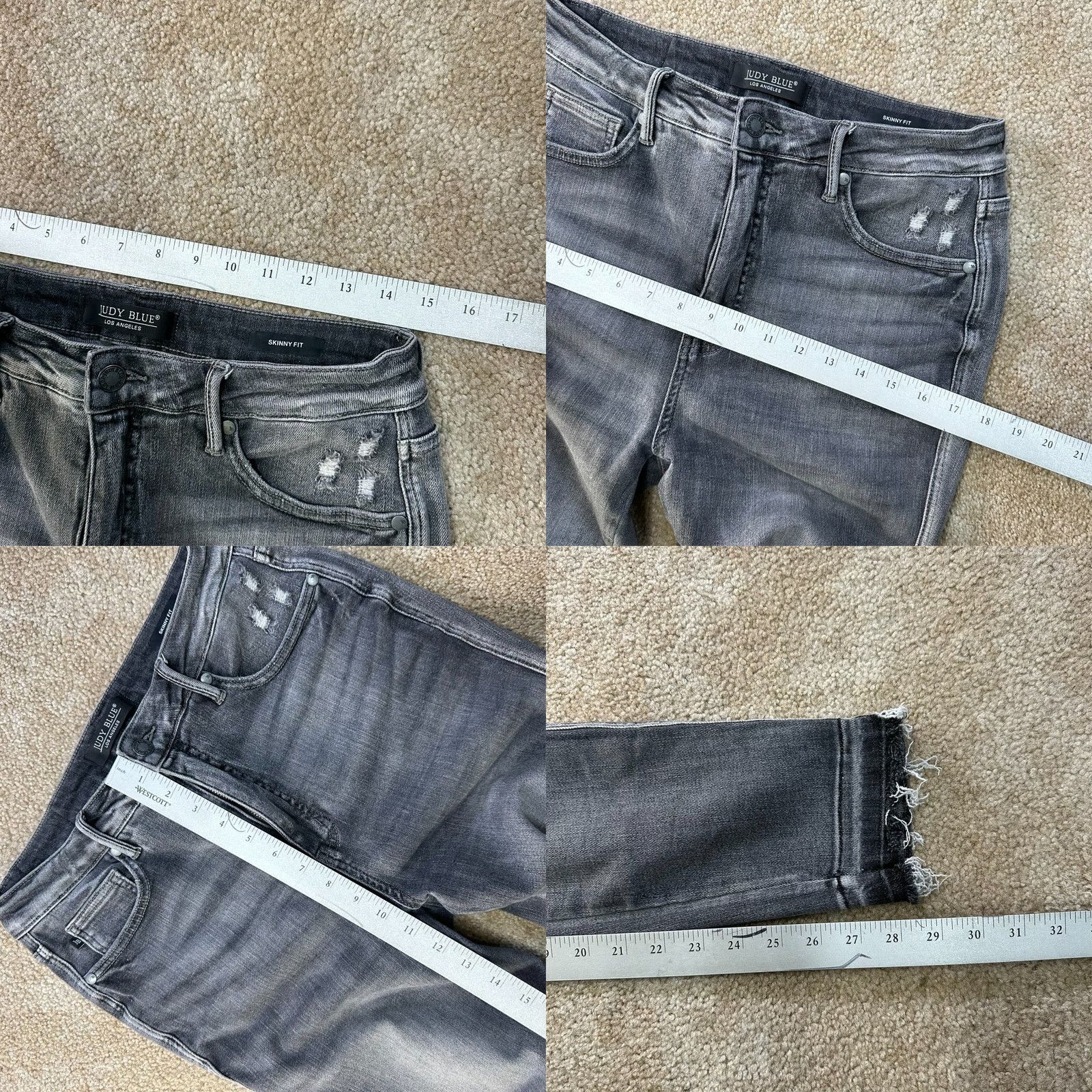Vintage Judy Blue Jeans Women's Skinny High Rise 11/30 Gray Denim Stretch 5-Pocket Slim Retro? Size 32" / US 10 / IT 46 - 8 Thumbnail