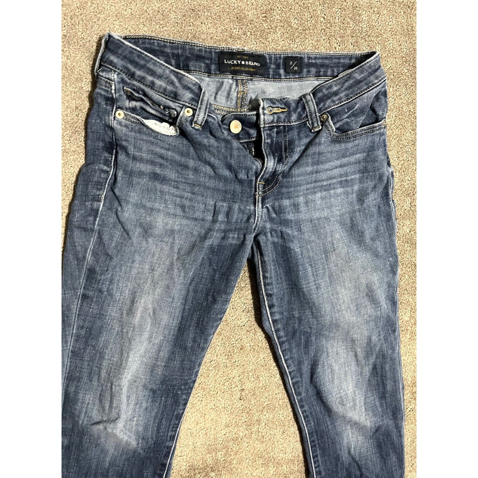 Lucky Brand VINTAGE Lucky Brand Jeans Women’s Skinny Denim 2/26 Medium Blue 80s 90s USA Mens Womens Size 26" / US 2 / IT 38 - 4 Thumbnail