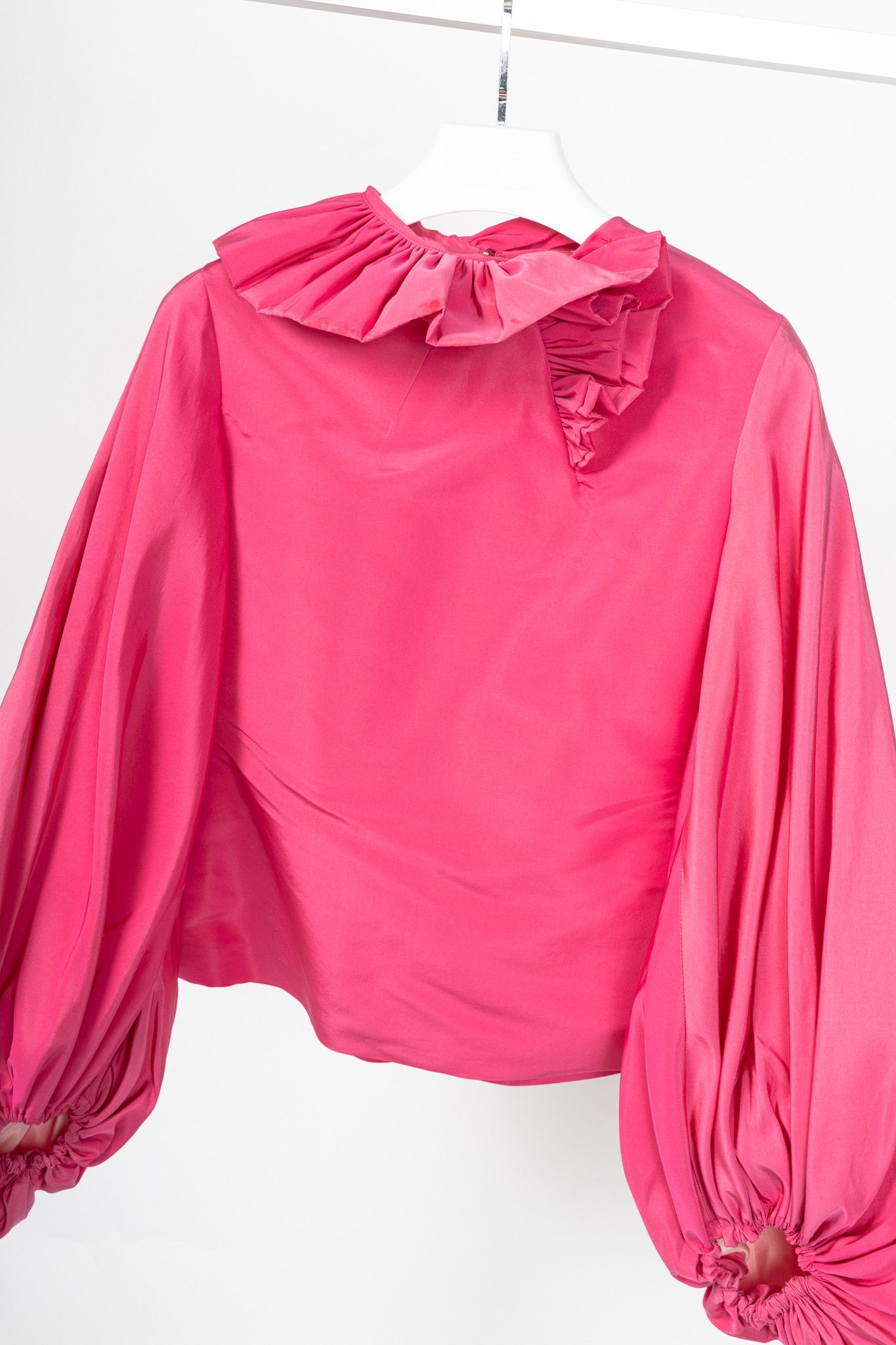 Other Greta Constantine Ofelia Pink Silk-Taffeta Ruffle Blouse Size S / US 4 / IT 40 - 3 Thumbnail