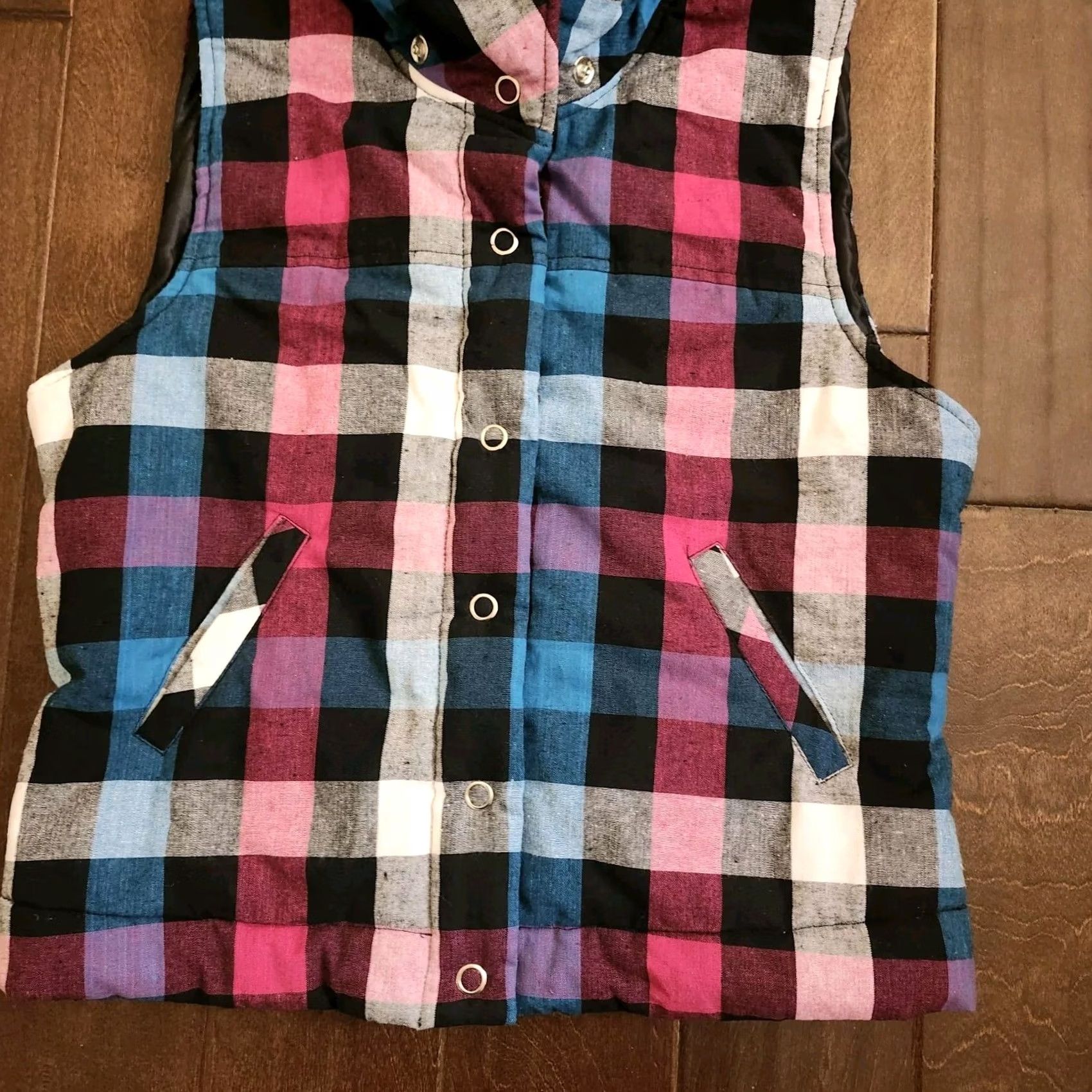 Forever 21 Forever 21 Plaid Jacket Vest - Size L - Multicolor - Junior/Teens - Sleeveless - Regular Fit - Polyester - Jacket Size L / US 10 / IT 46 - 3 Thumbnail