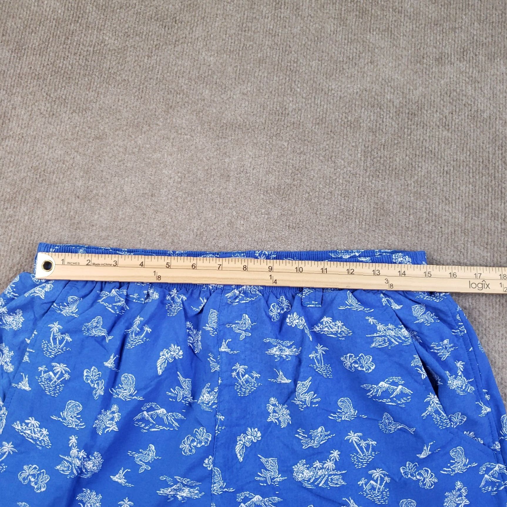 Vintage Columbia PFG Swim Trunks Mens Medium Blue Elastic Waist Lined Geometric Pockets Recreation Swim Bottoms M Blue Mens Size ONE SIZE - 5 Thumbnail