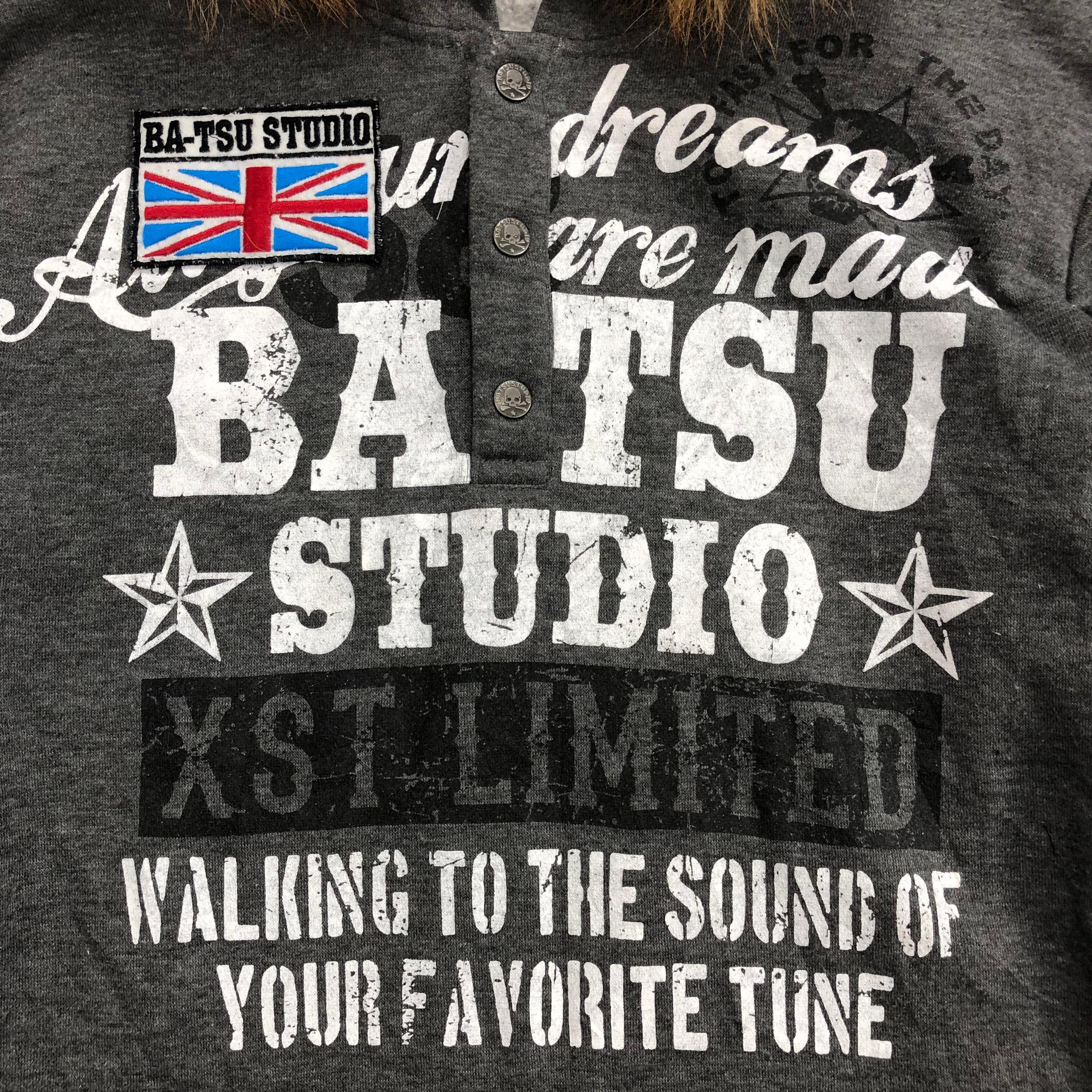 Japanese Brand Y2K Batsu Studio Poem Union Jack Flag Fur Hoodie Goa Style Size US S / EU 44-46 / 1 - 5 Thumbnail