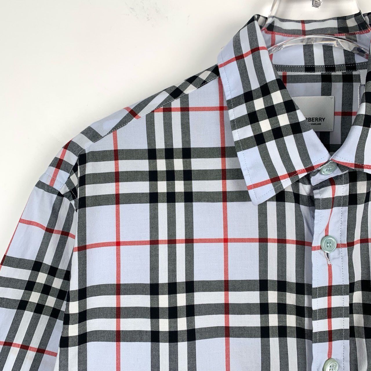 Burberry Burberry Logo-Print Blue Checkered Cotton Short-Sleeve Shirt Size S / US 4 / IT 40 - 7 Thumbnail