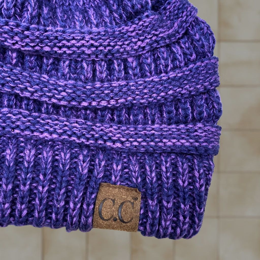 Vintage C.C. EXCLUSIVES Beanie Hat Women's One Size Purple Winter Cable Knit Cap Size ONE SIZE - 1 Thumbnail