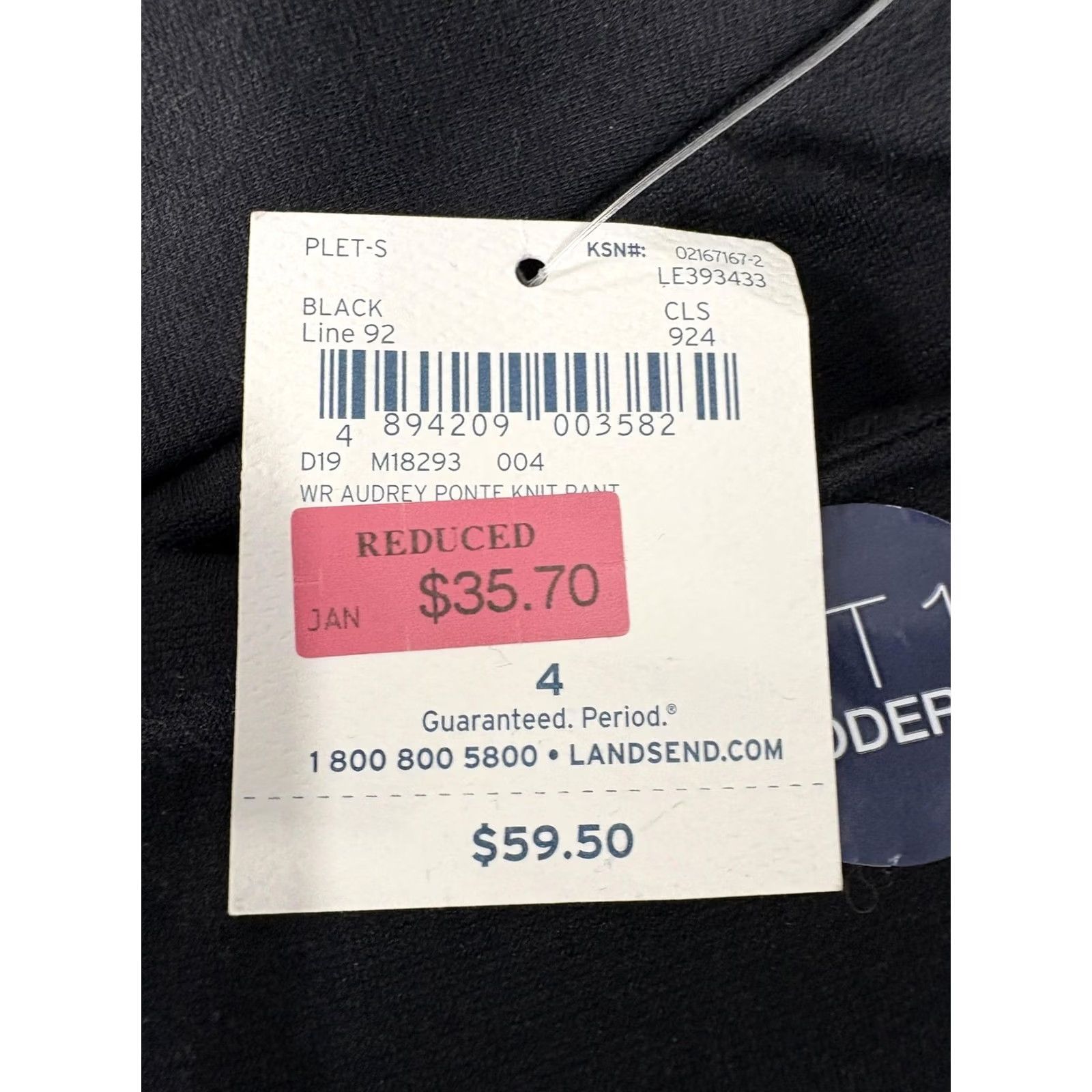 Lands' End Lands End Audrey Pants Womens 4P Black Straight Pull On Career Dress Size 27" / US 4 / IT 40 - 3 Thumbnail