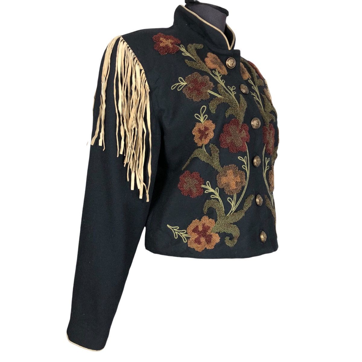 Cowboy Equipment Vintage 90s Double D Ranch Wear Wool Cowgirl Fringe Jacket Size S / US 4 / IT 40 - 2 Thumbnail
