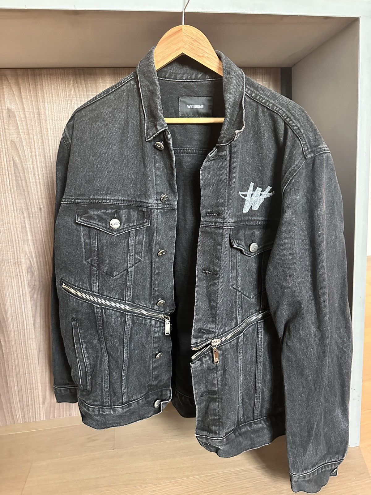 WE11DONE WE11DONE Logo Zipper Detail Denim Jacket Size S / US 4 / IT 40 - 3 Thumbnail