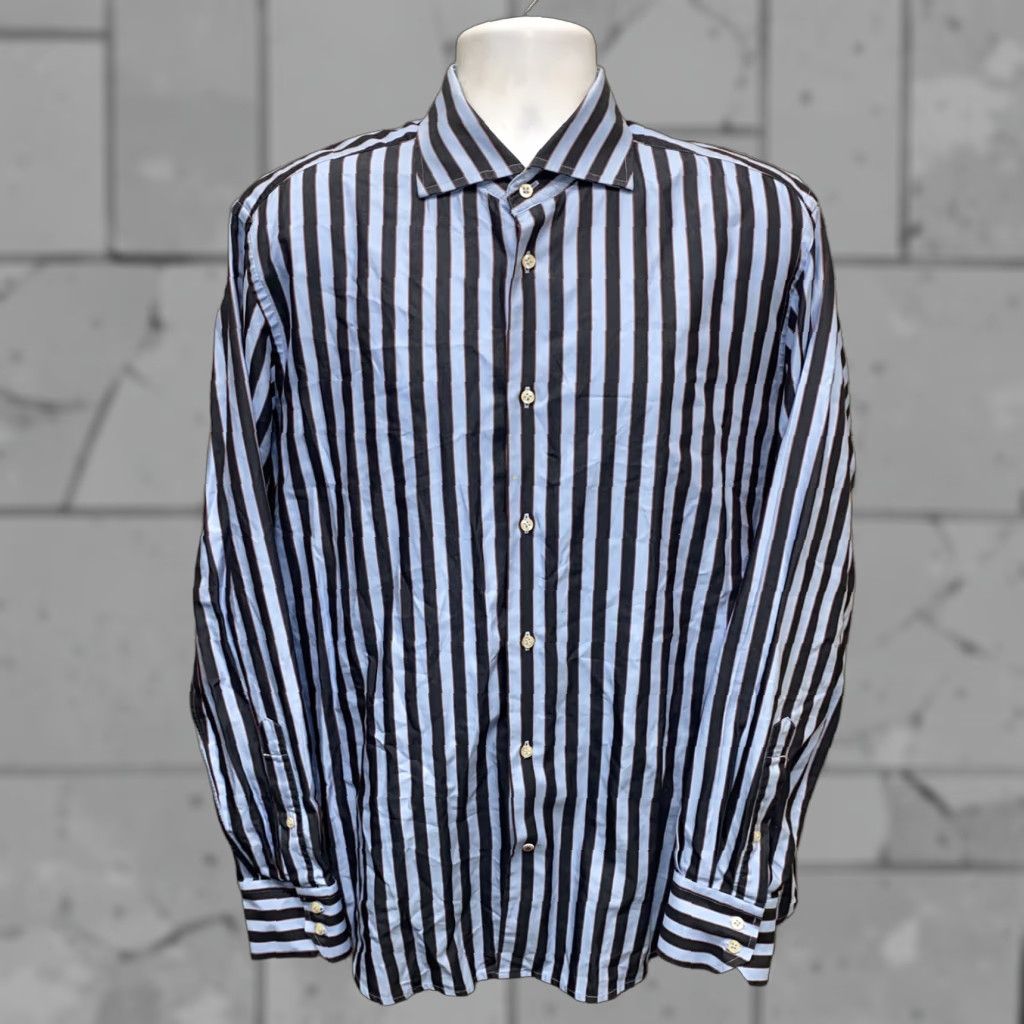 Robert Graham Robert Graham Long Sleeve Striped Button Down Shirt Blue XL Mens Size US XL / EU 56 / 4 - 1 Thumbnail