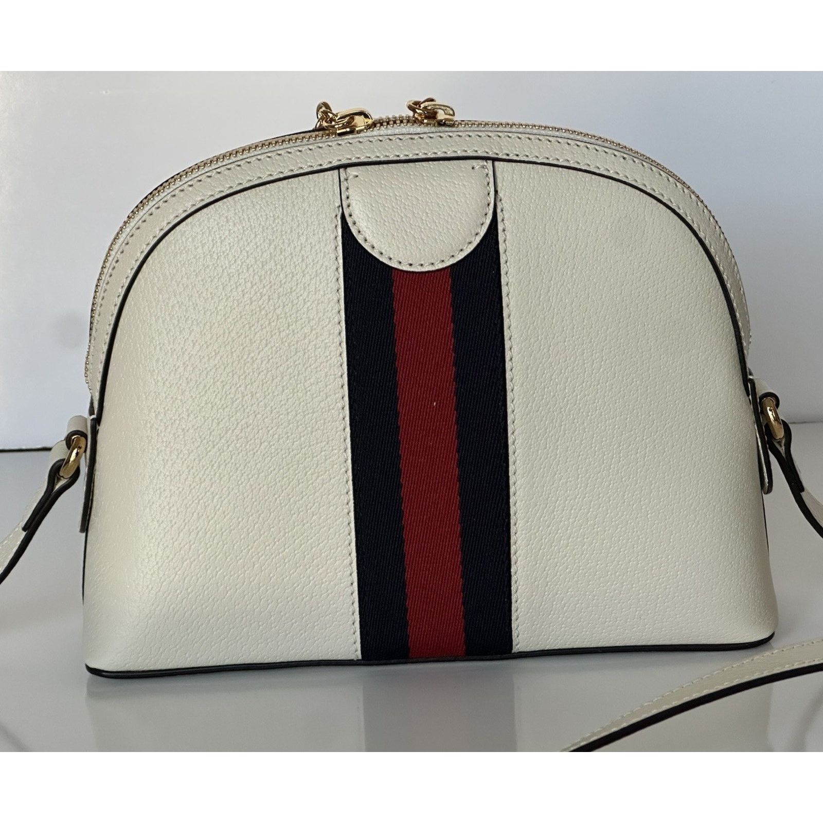 Gucci Gucci Ophidia Leather GG Web White Small Shoulder Bag 719881 Size ONE SIZE - 6 Thumbnail