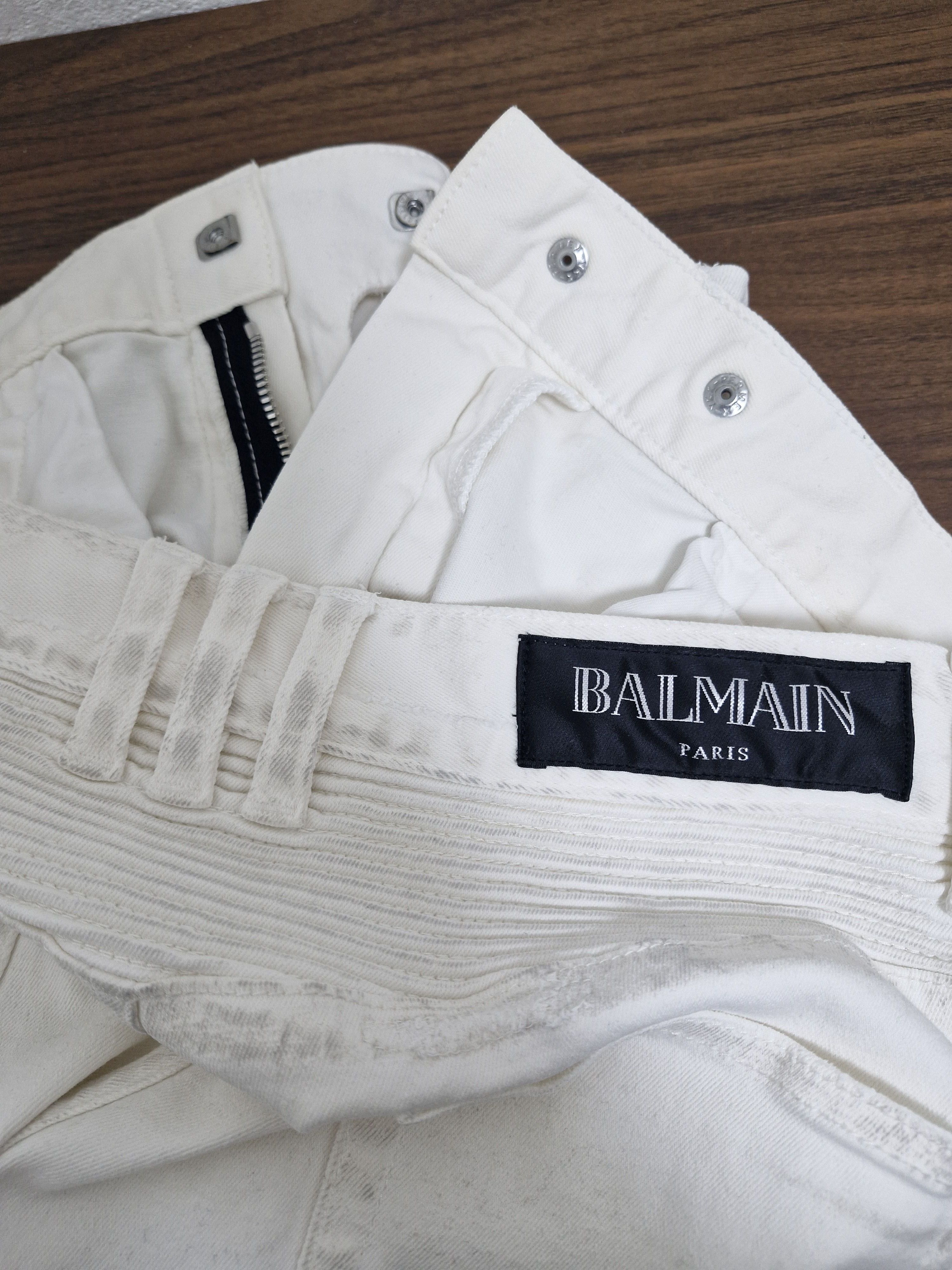 Balmain BALMAIN SS16 Dirty White Biker Jeans Size US 32 / EU 48 - 8 Thumbnail