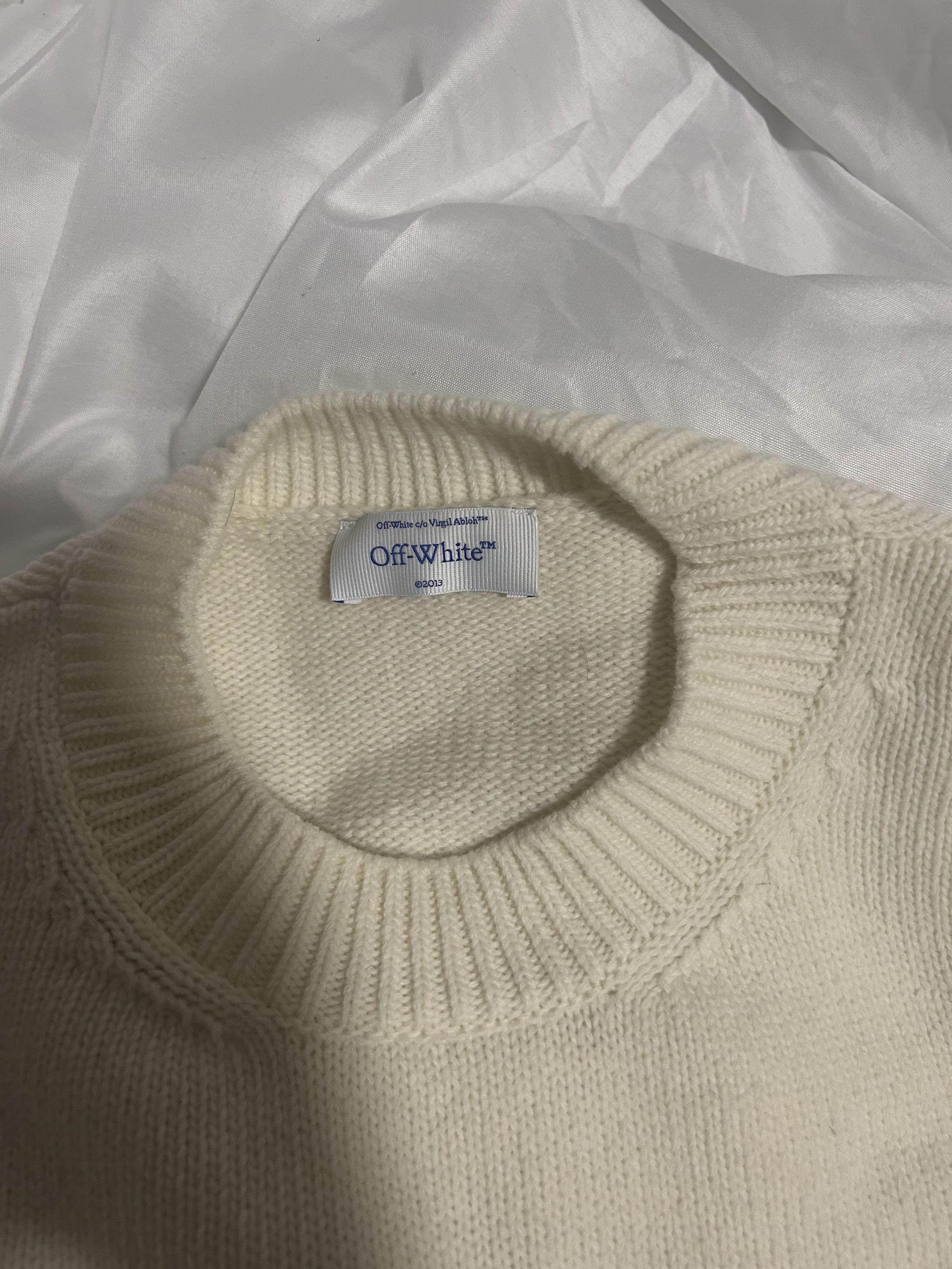 Off-White off-white jersey with logo intarsia Size US M / EU 48-50 / 2 - 2 Thumbnail