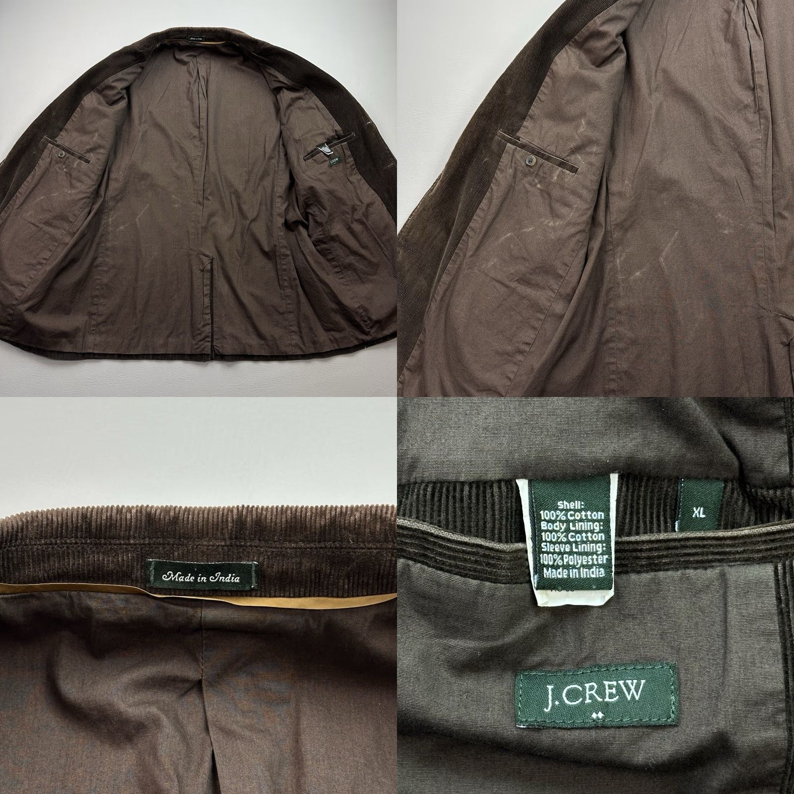 J.Crew VINTAGE J.CREW Jacket Men’s XL Brown Corduroy 3 Button Blazer Coat - Single-Breasted, Notch Lapel, Four-Button Sleeve, Dry Clean Only, Cotton Lining Size 46R - 8 Thumbnail