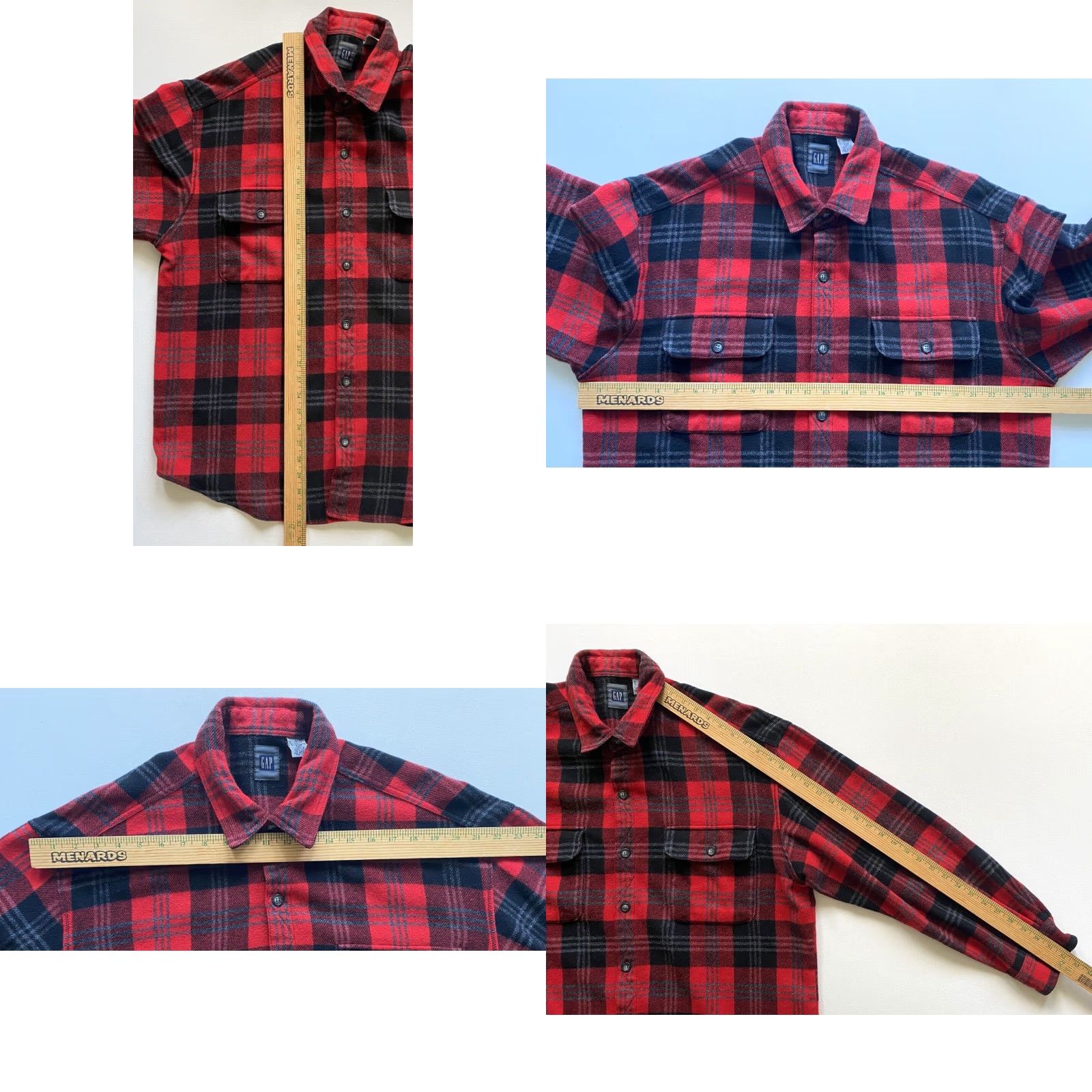 Gap VINTAGE Gap Men’s 90s Buffalo Plaid Button-Up Wool Blend Shirt L Red Plaid Parts Pockets 100% Wool? Size US L / EU 52-54 / 3 - 8 Thumbnail