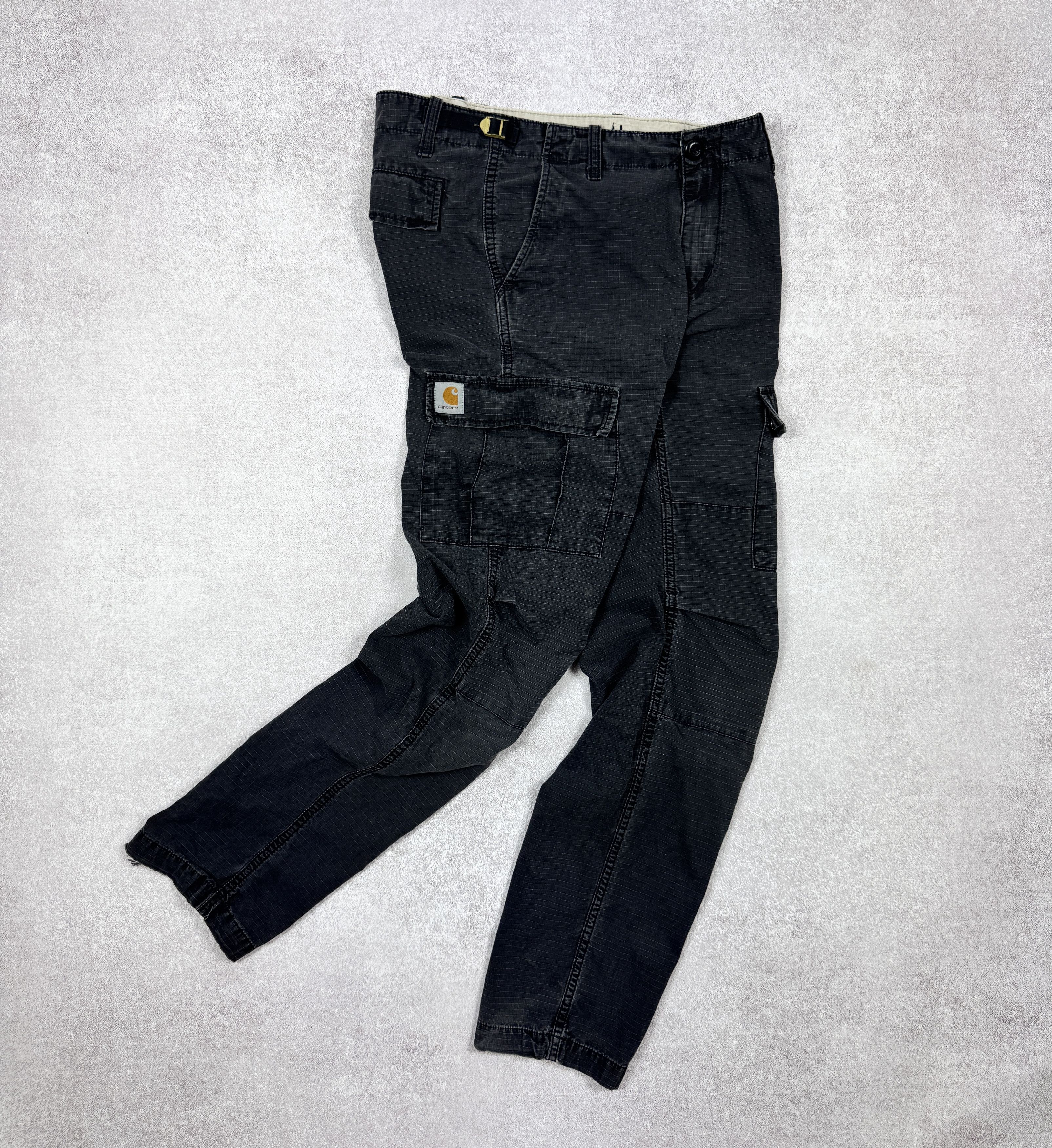 Carhartt Men`s CARHARTT Aviation Black Distressed Cargo Pants Size 29 Size US 29 - 1 Thumbnail
