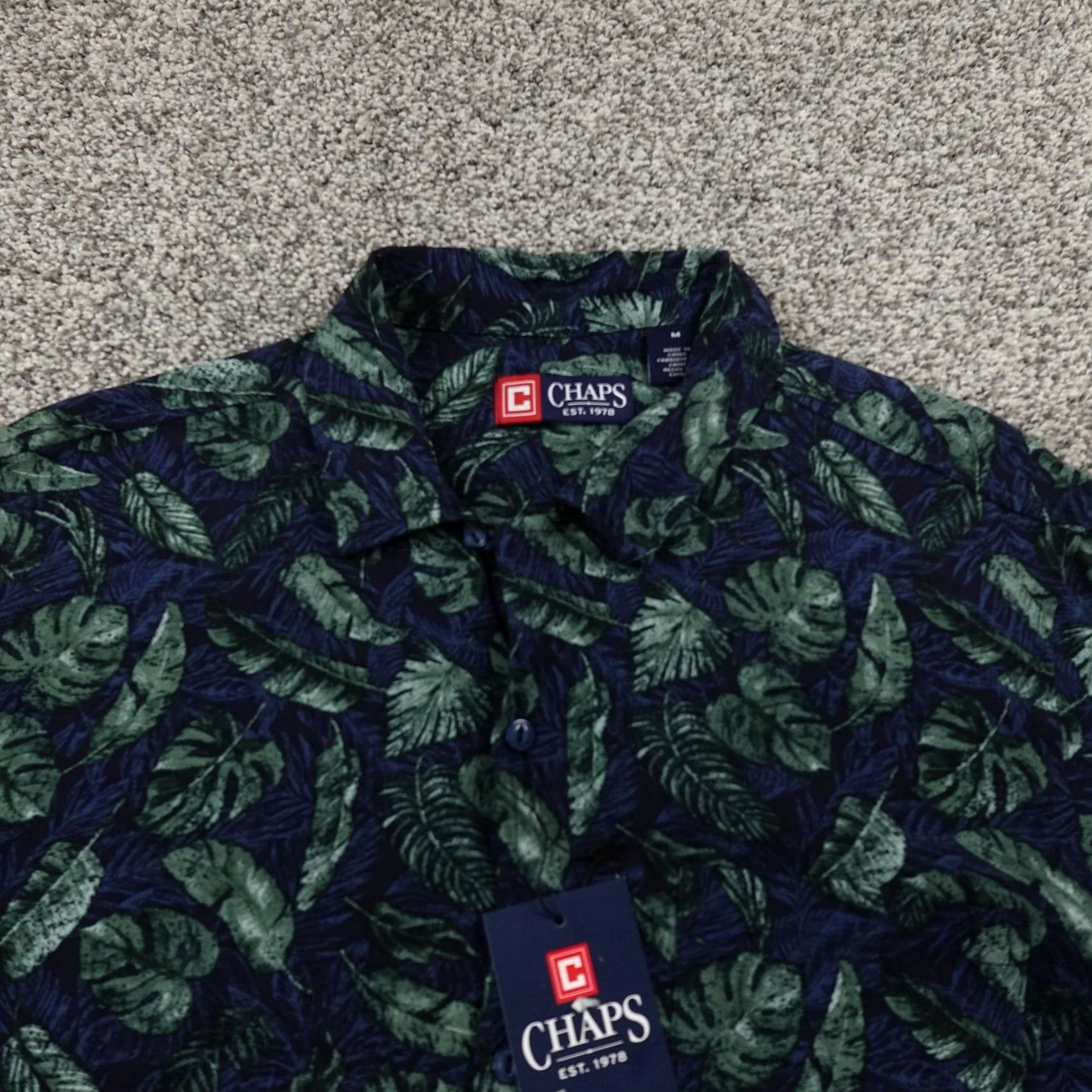 Chaps Chaps Shirt Mens M Blue Green Aloha Hawaiian Camp Short Sleeve Button Up Top Size US M / EU 48-50 / 2 - 3 Thumbnail