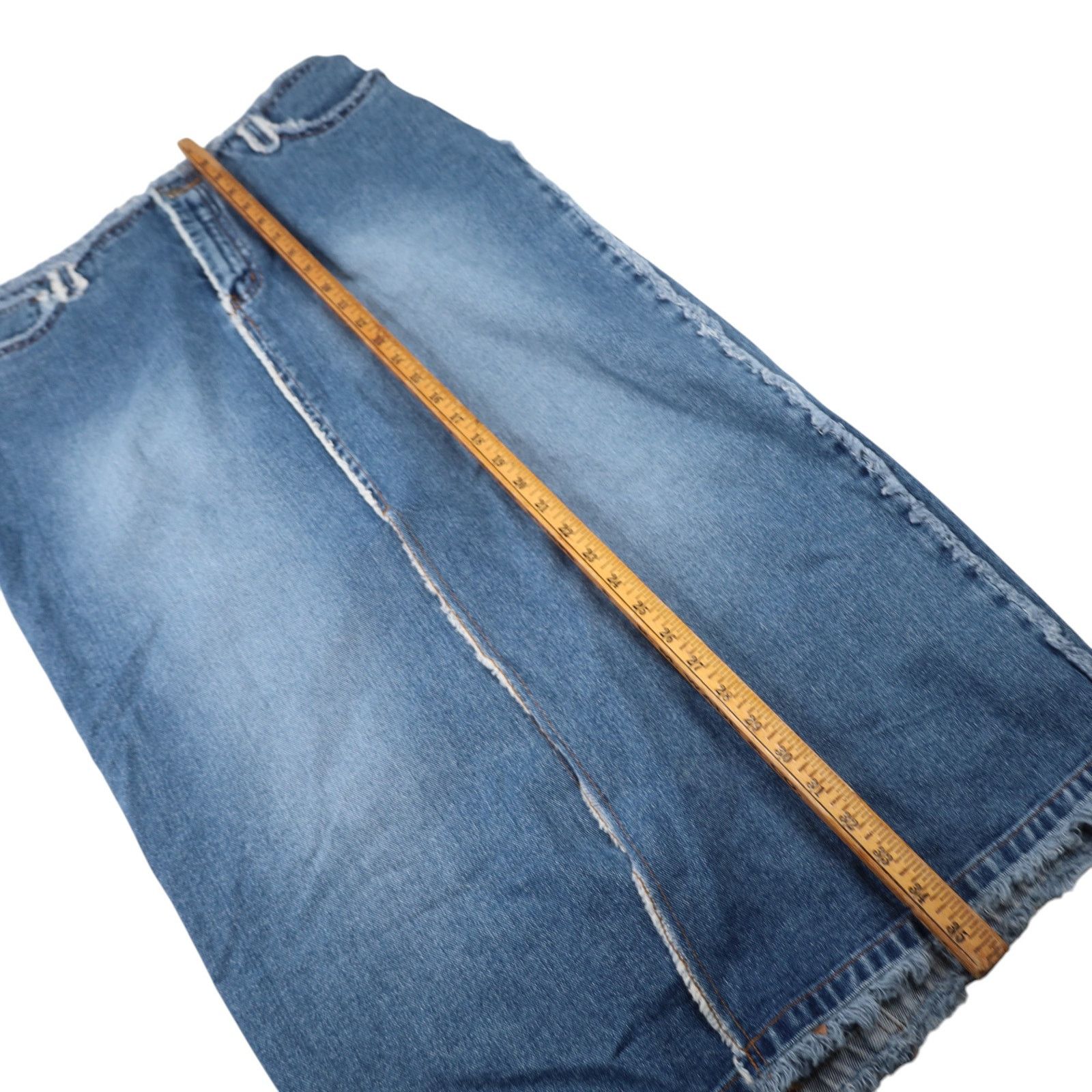 Vintage Vintage Y2k Zana Di Denim Frayed Edge Maxi Skirt Size 32" / US 10 / IT 46 - 10 Thumbnail