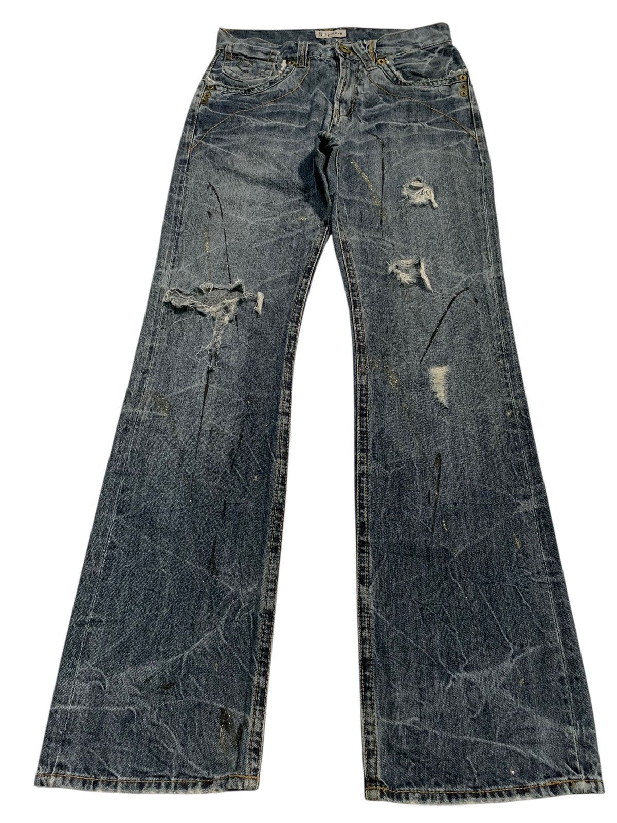 Tornado Mart FLARE SORRIDERE RUSTY JAPANESE PUNK DISTRESSED DENIM Size US 30 / EU 46 - 2 Thumbnail