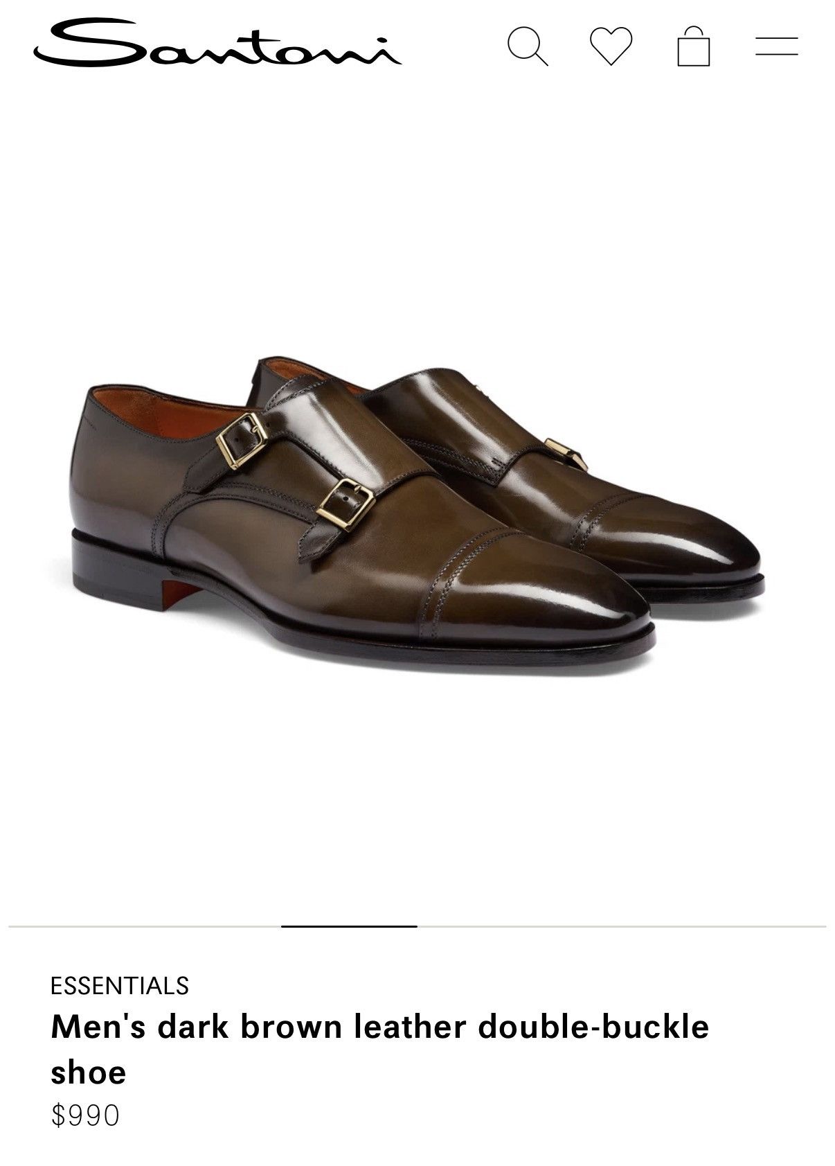 Santoni Santoni Men's brown leather double-buckle shoe Size US 10 / EU 43 - 1 Thumbnail