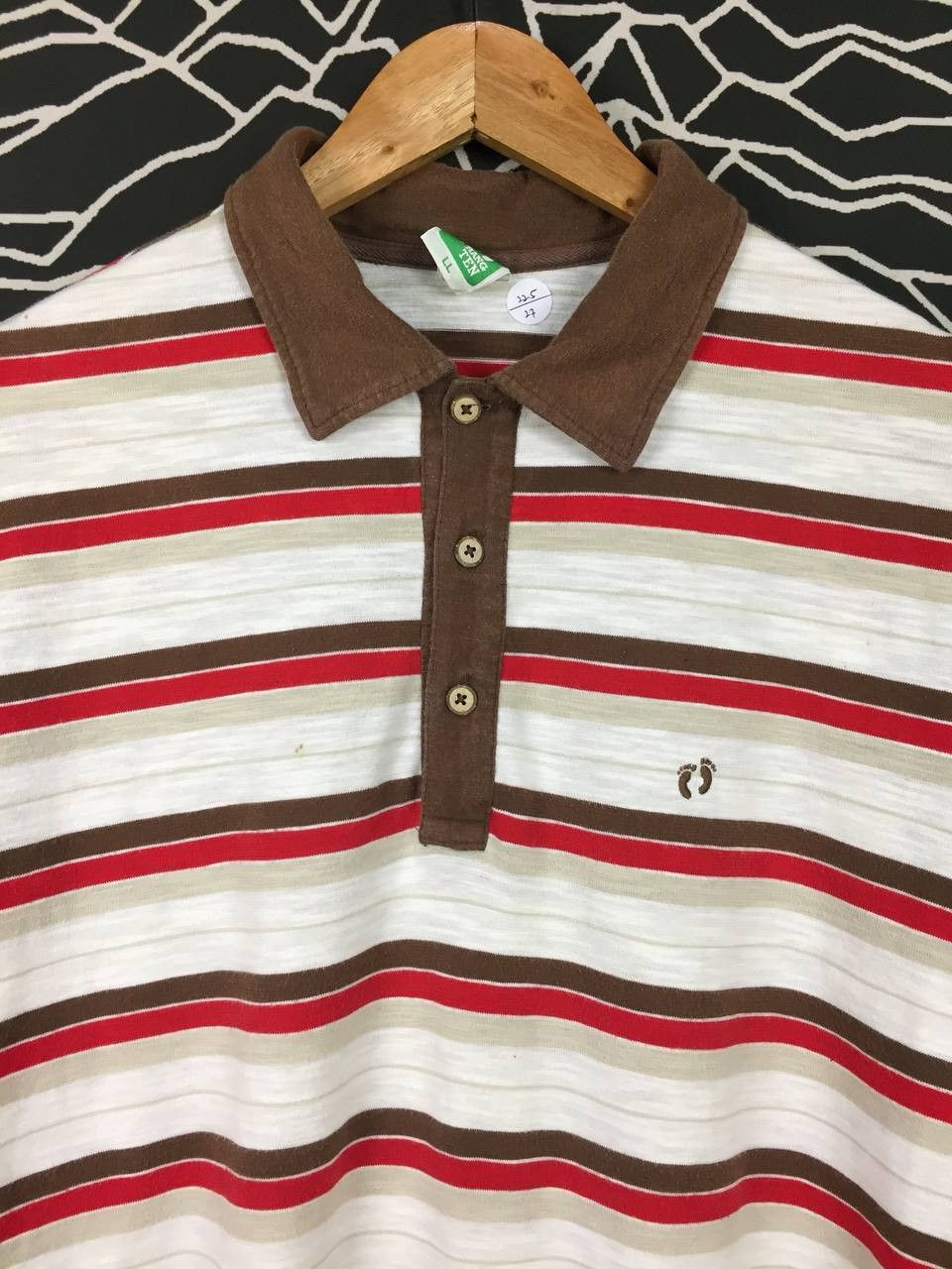 Hang Ten × Vintage Vtg Hang Ten Embroidered Logo Striped Polo Tee Size US XL / EU 56 / 4 - 3 Thumbnail