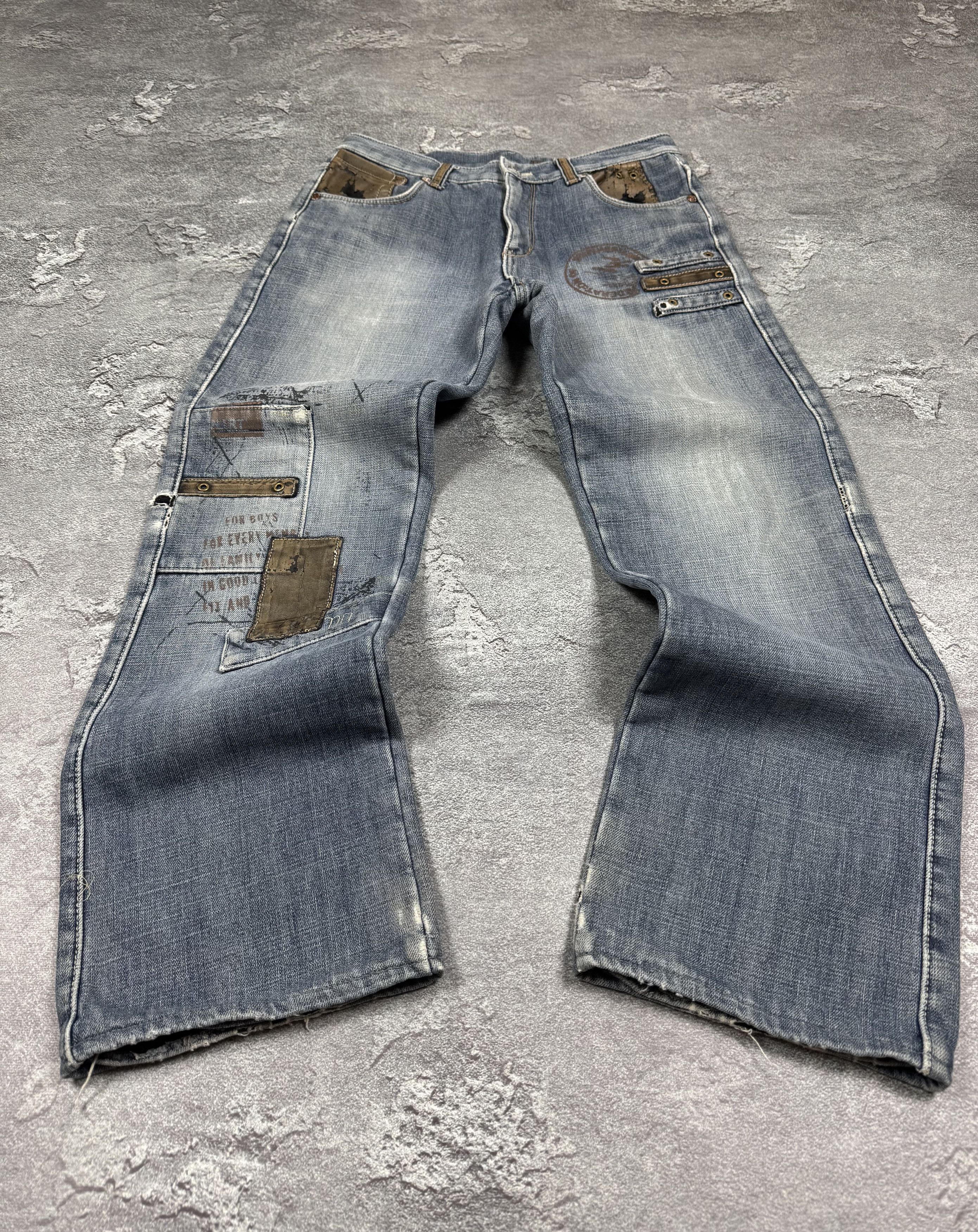 2000s Y2K Streetwear Flare Bootcut Washed Jeans Size 34