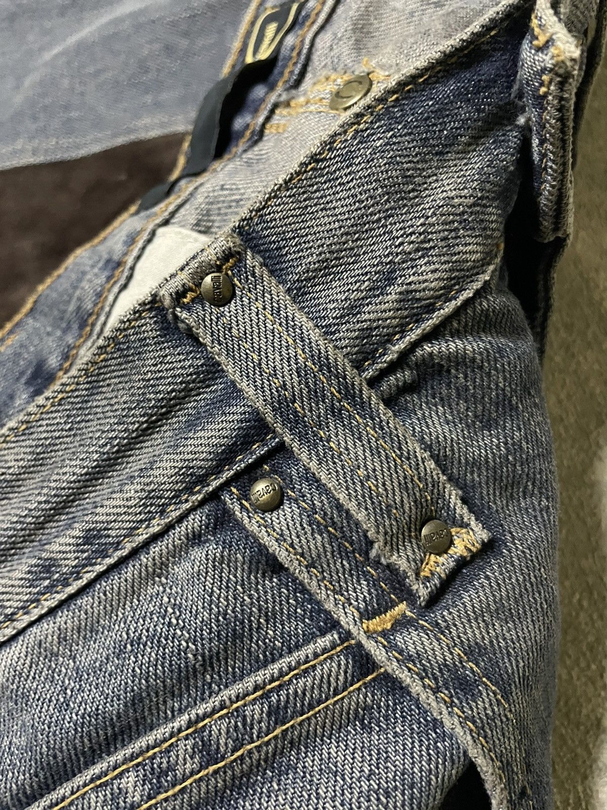 Roberto Cavalli AW2003 Cavalli Two Tone Hybrid Blue Leather Denim Jeans Size US 31 - 9 Thumbnail