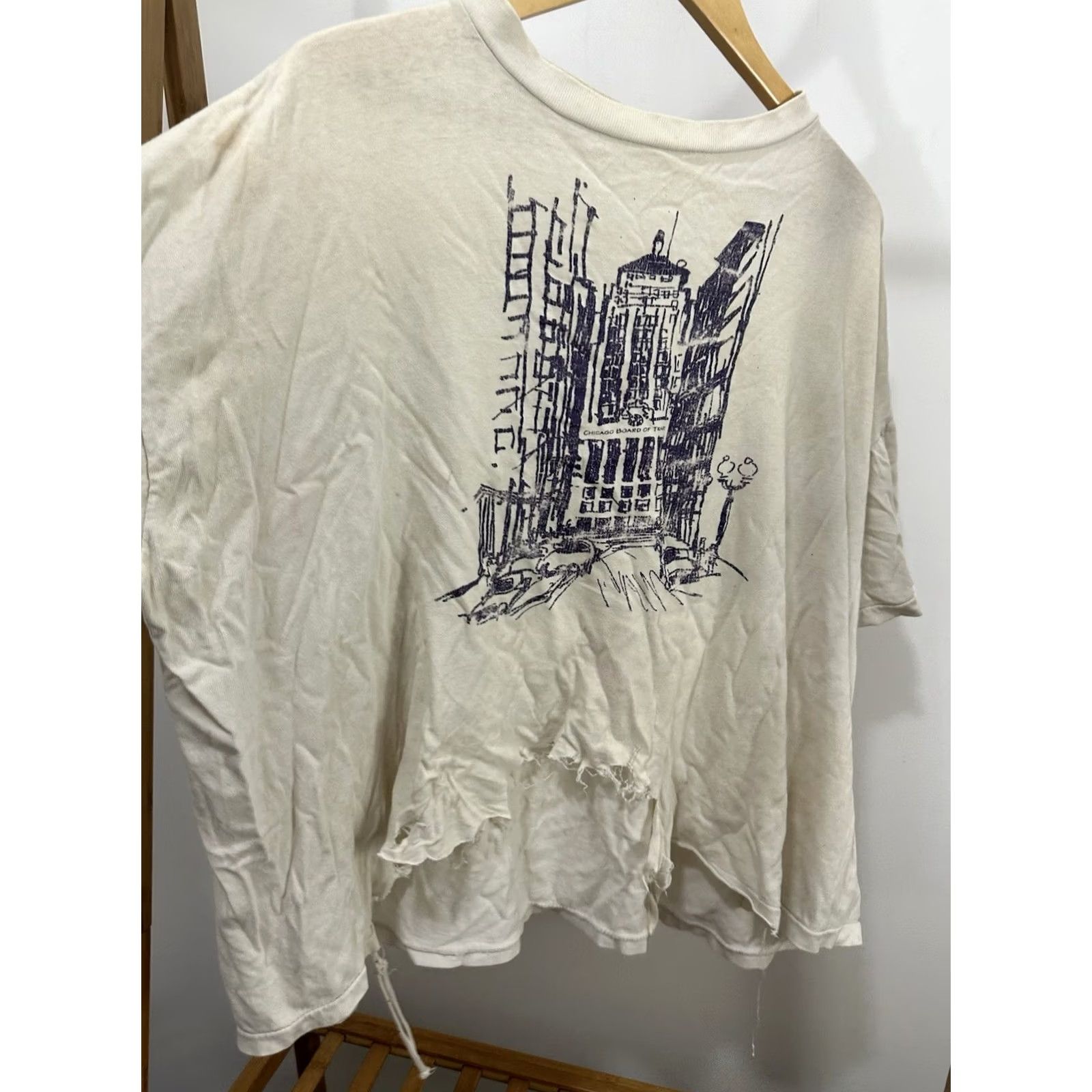 Thrasher VTG Chicago Board Of Trade Options Futures Thrashed Distressed Boxy T-Shirt 3XL Cream Mens Stocks Trading 90s Size US XXL / EU 58 / 5 - 6 Thumbnail