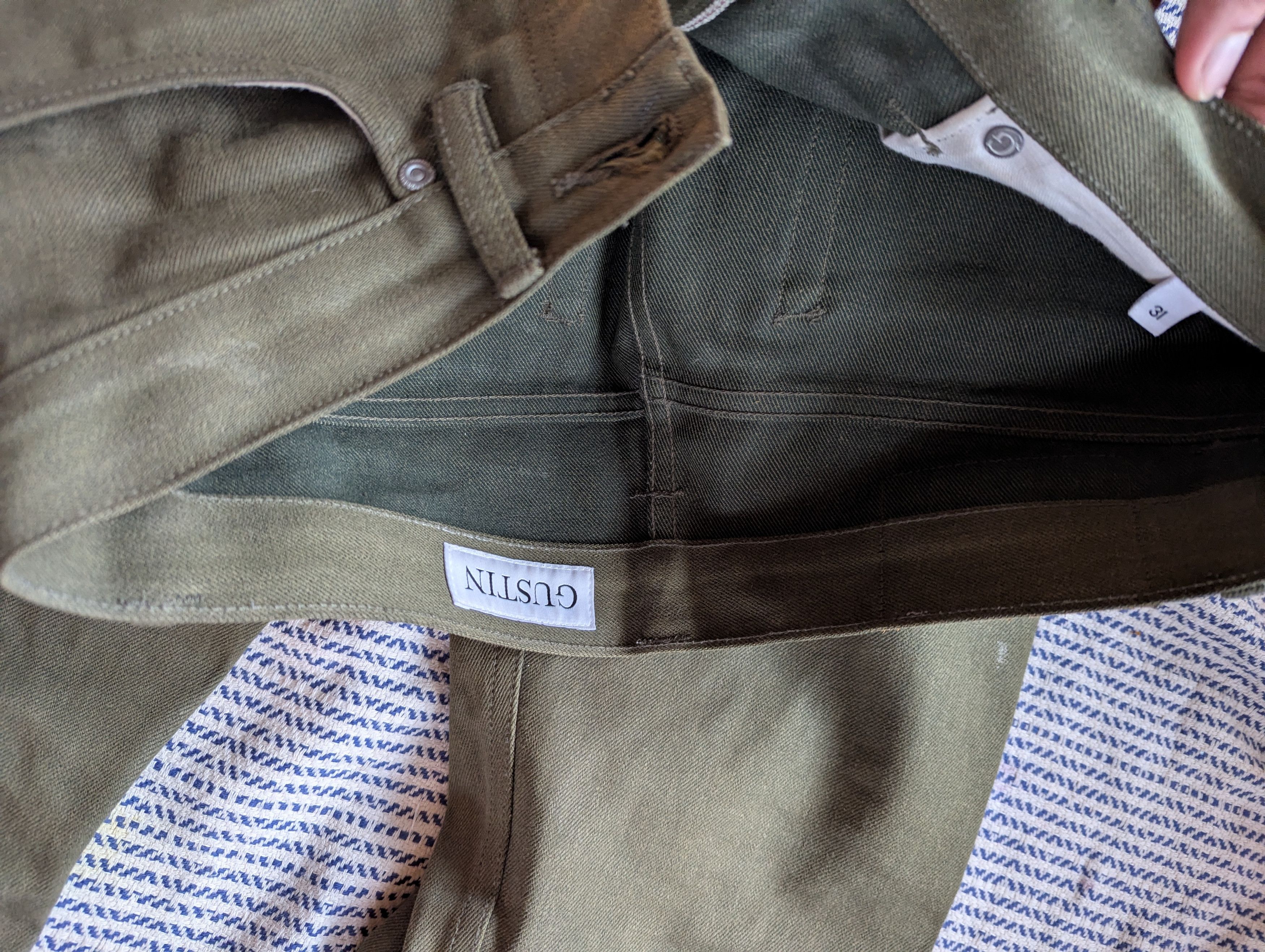 Gustin #159 Japan Olive Japanese Selvedge Denim Jeans Size US 31 - 3 Thumbnail