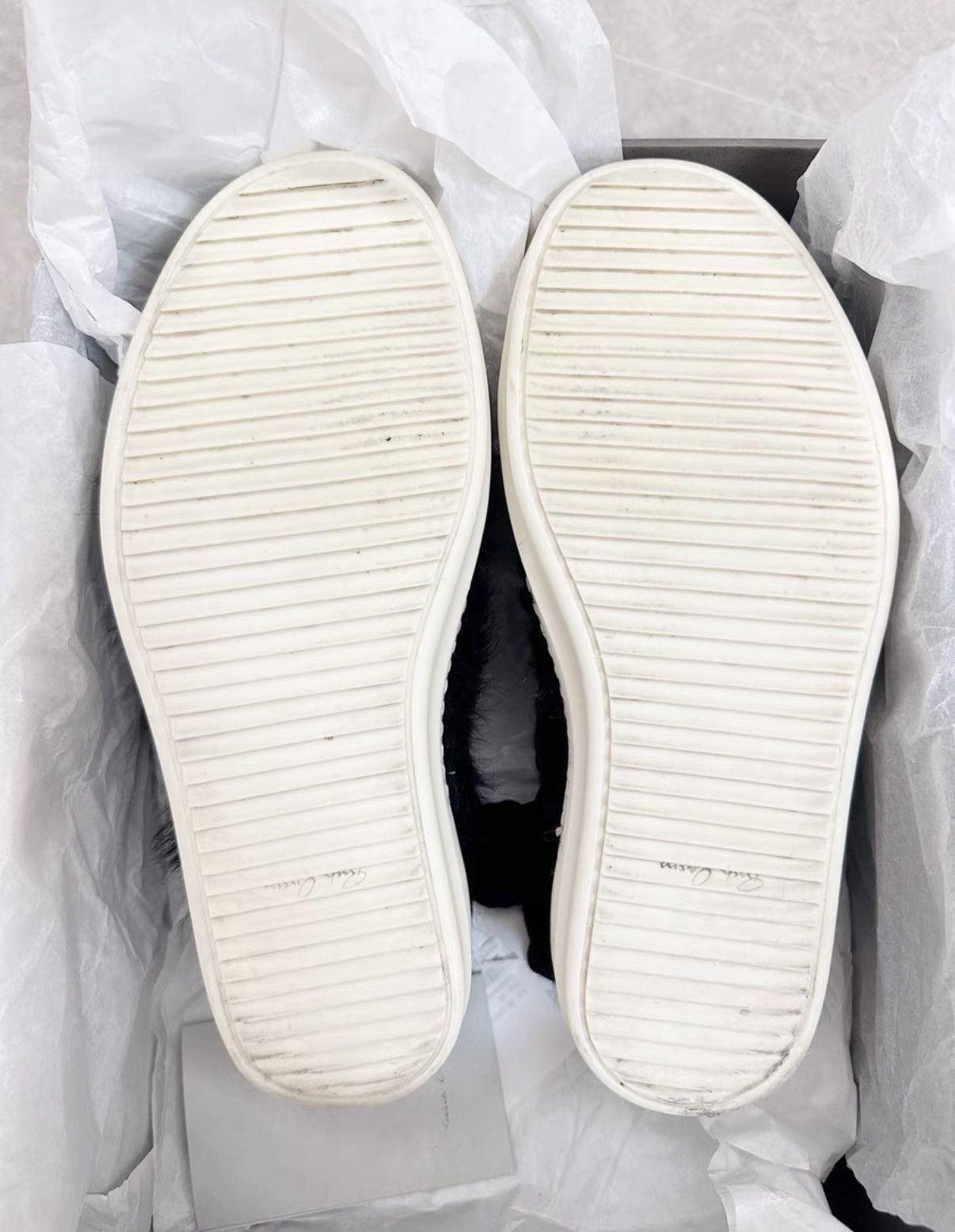 Rick Owens Rick Owens low-top horse hair sneakers, black and white Size US 7 / EU 40 - 7 Thumbnail