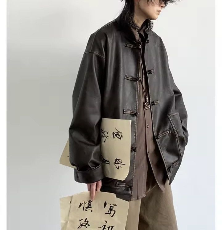 Other Washed Distressed PU Leather Y2k Japanese Jacket Size US L / EU 52-54 / 3 - 1 Thumbnail