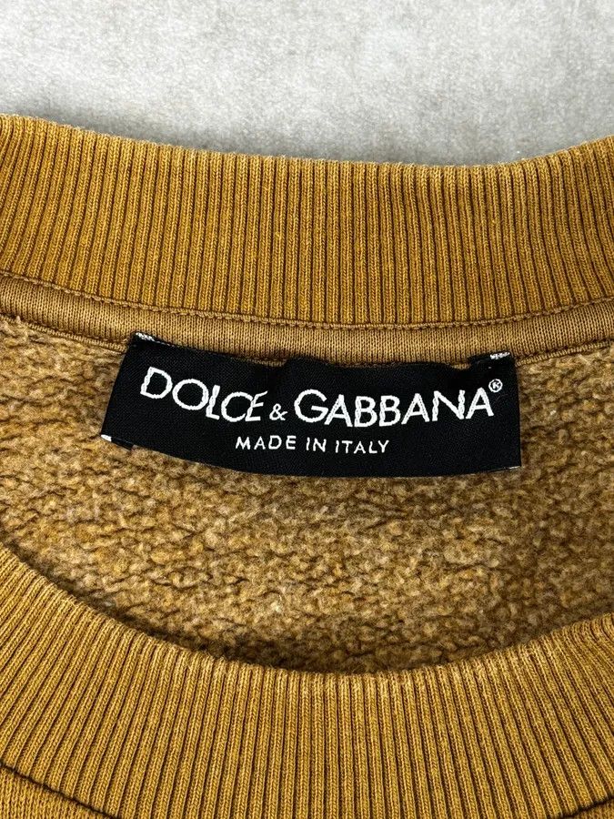 Dolce & Gabbana 2010s Dolce & Gabbana Mustard Embroidered Black Abstract Crewneck Sweater Size US M / EU 48-50 / 2 - 8 Thumbnail
