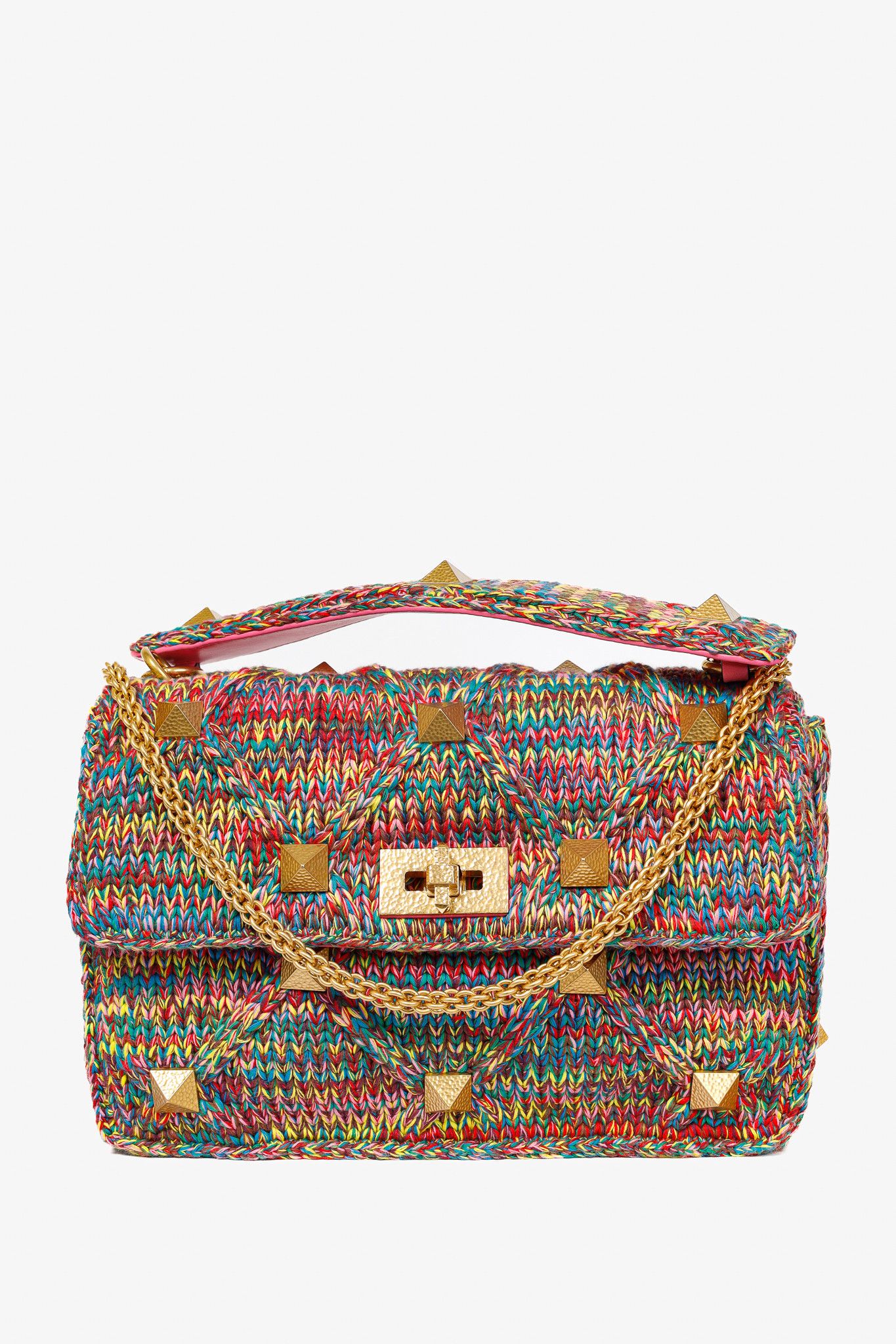Valentino Valentino Garavani Roman Stud Crochet Shoulder Bag Size ONE SIZE - 1 Thumbnail