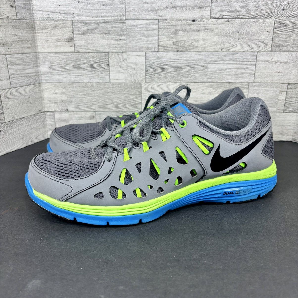 Nike Nike Dual Fusion Run 2 Grey/Lime/Blue Running Shoes Sz 13 Size US 13 / EU 46 - 1 Thumbnail