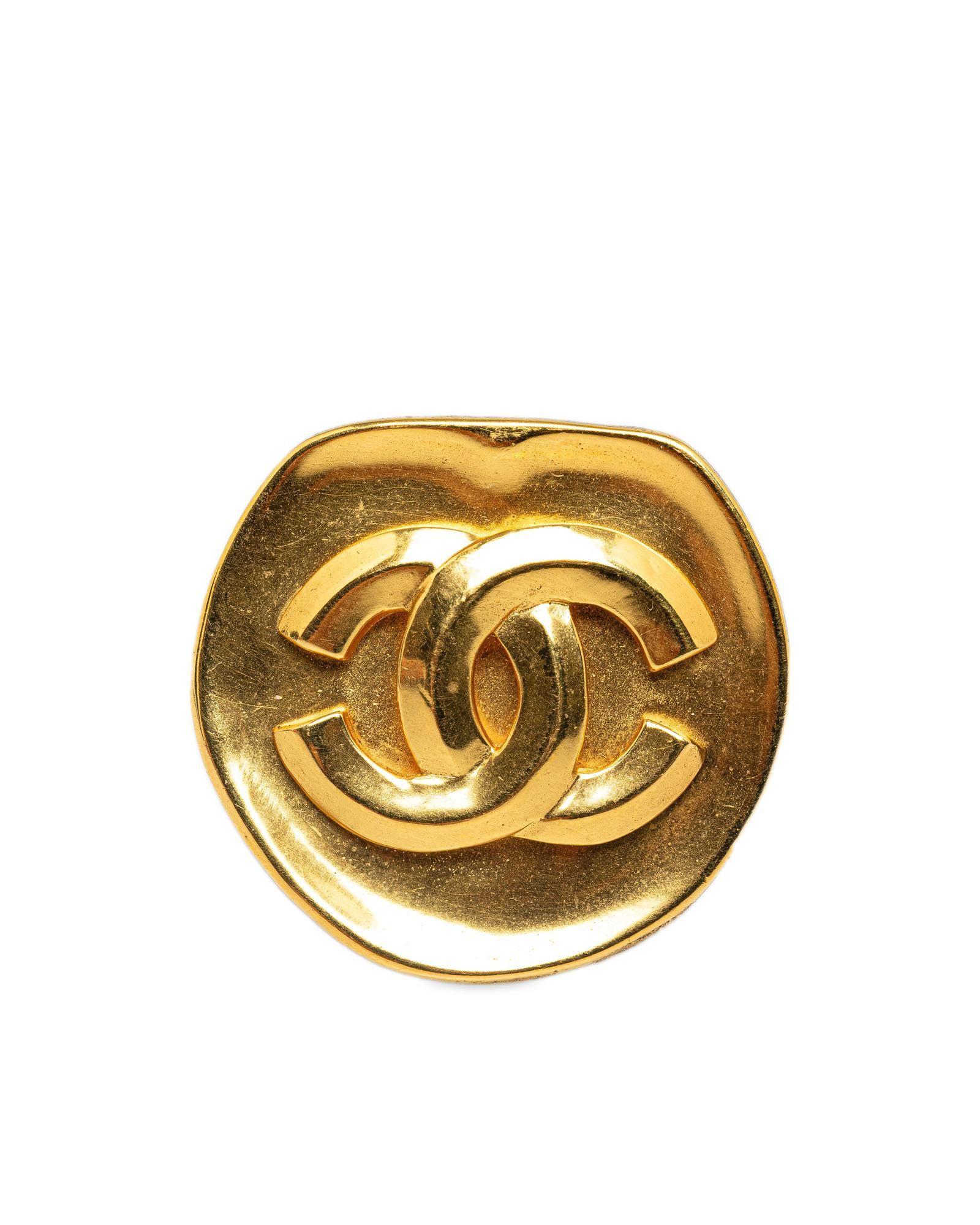 image of Chanel Gold-Tone Metal Brooch With Pin Closure, Women's