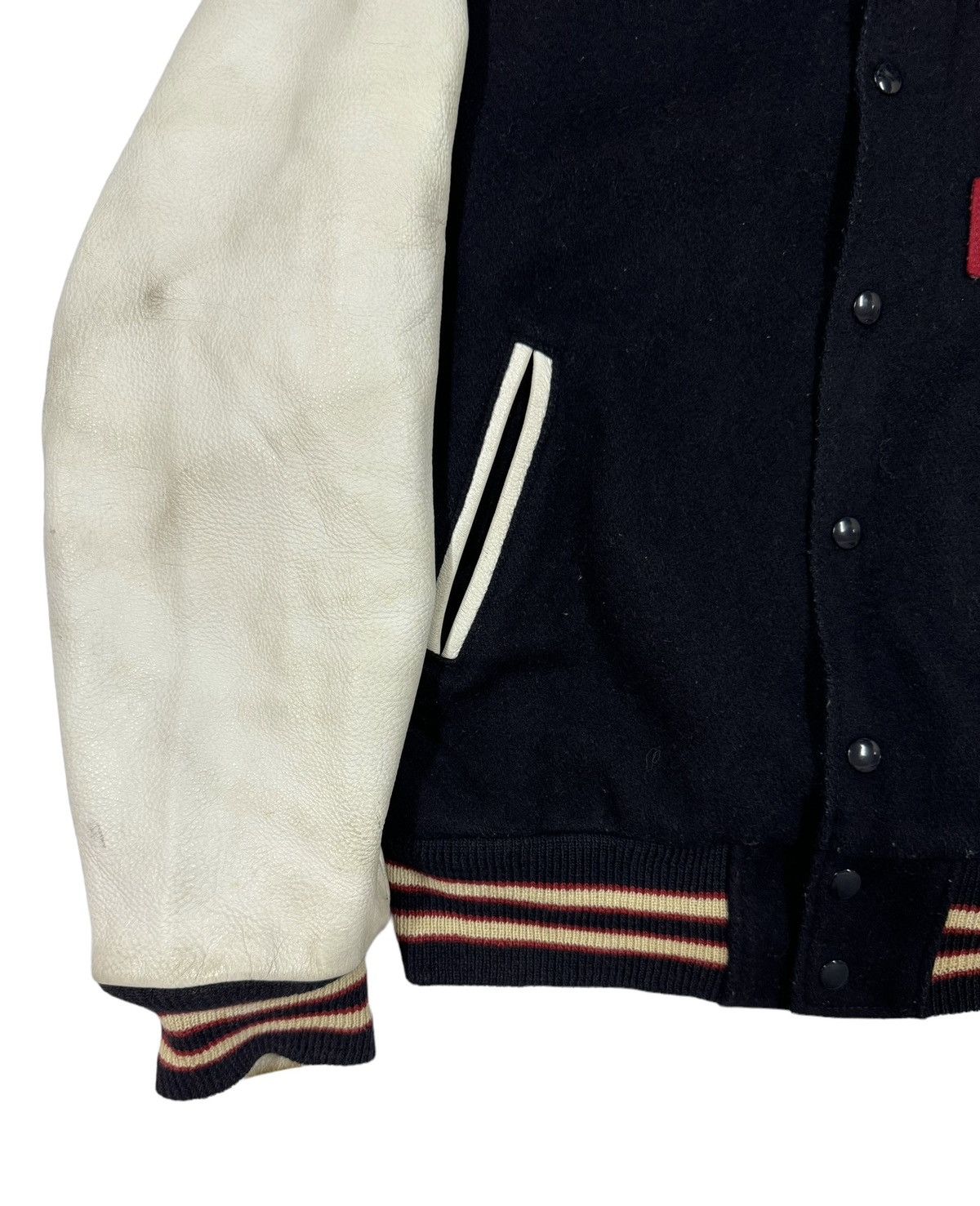 Vtg🔥80’s Golden Bear Wool Varsity Sleeve Leather Jacket