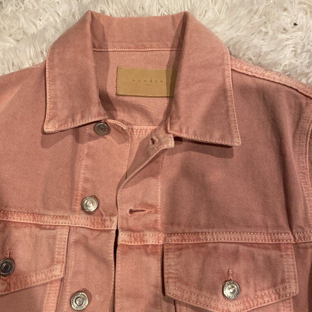 Sandro Vintage Sandro Paris Denim Jacket Pink Faded Medium Size US M / EU 48-50 / 2 - 6 Thumbnail