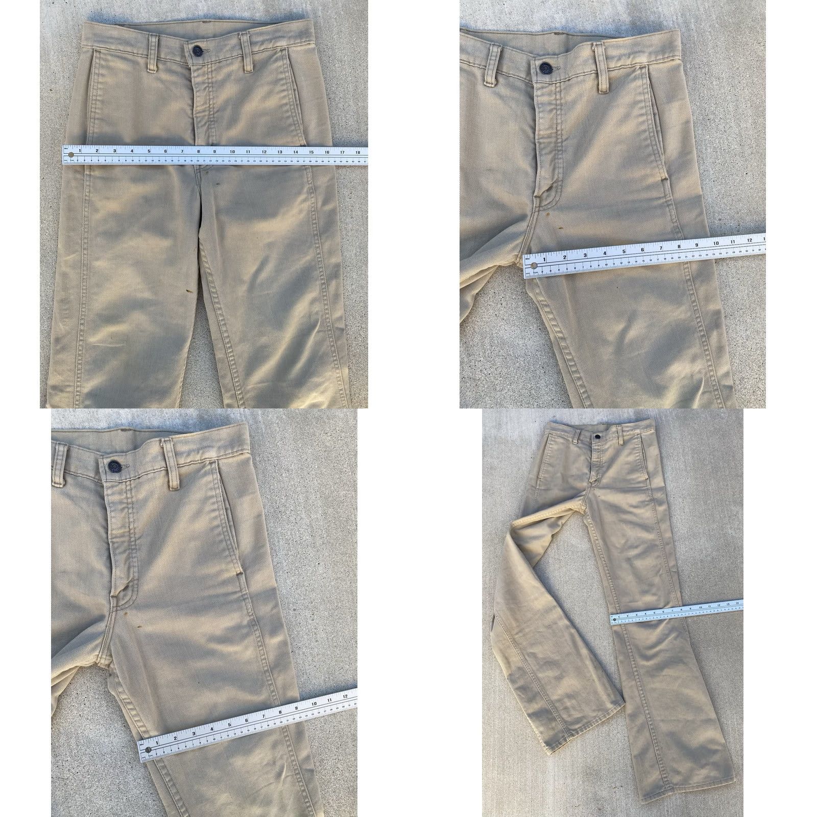 Levi's VINTAGE Levi’s Beige Tan White Tab Flare Pants 30x34 70s Talon 42 Zip Mens Womens Size 30" / US 8 / IT 44 - 11 Thumbnail