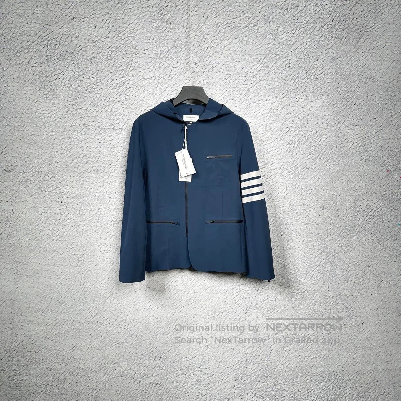 thom browne ss22 striped hooded jacket.