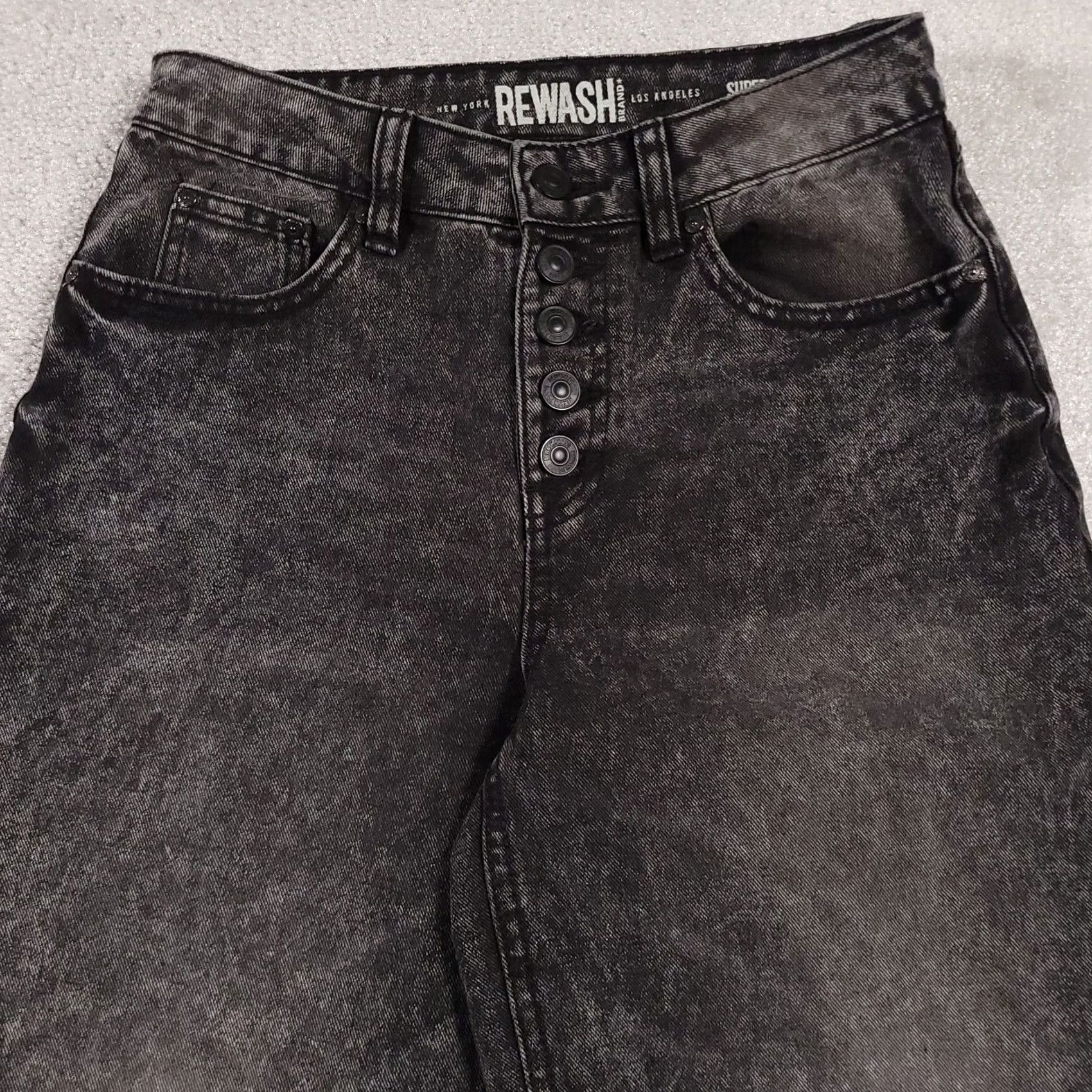 Vintage VINTAGE Rewash Jeans Women's 1/25 Super High Rise Wide Leg Button Fly Black Capri Retro Bohemian 90s Womens Jeans Size 42" / US 20 - 3 Thumbnail