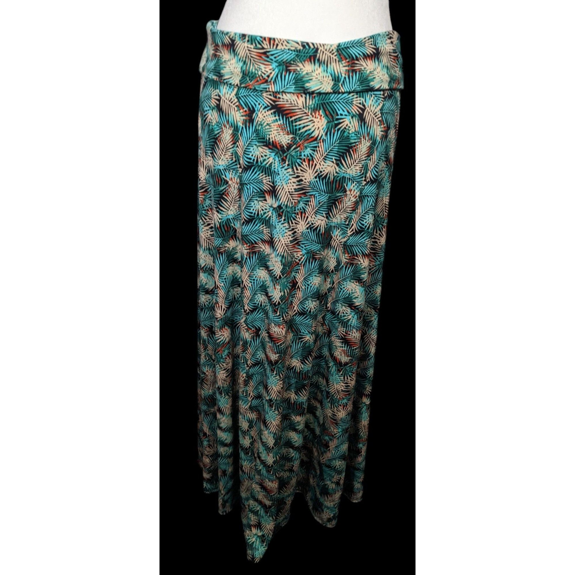 Other Lularoe Summery Palm Leaf Printed Maxi Skirt Size 32" / US 10 / IT 46 - 2 Thumbnail