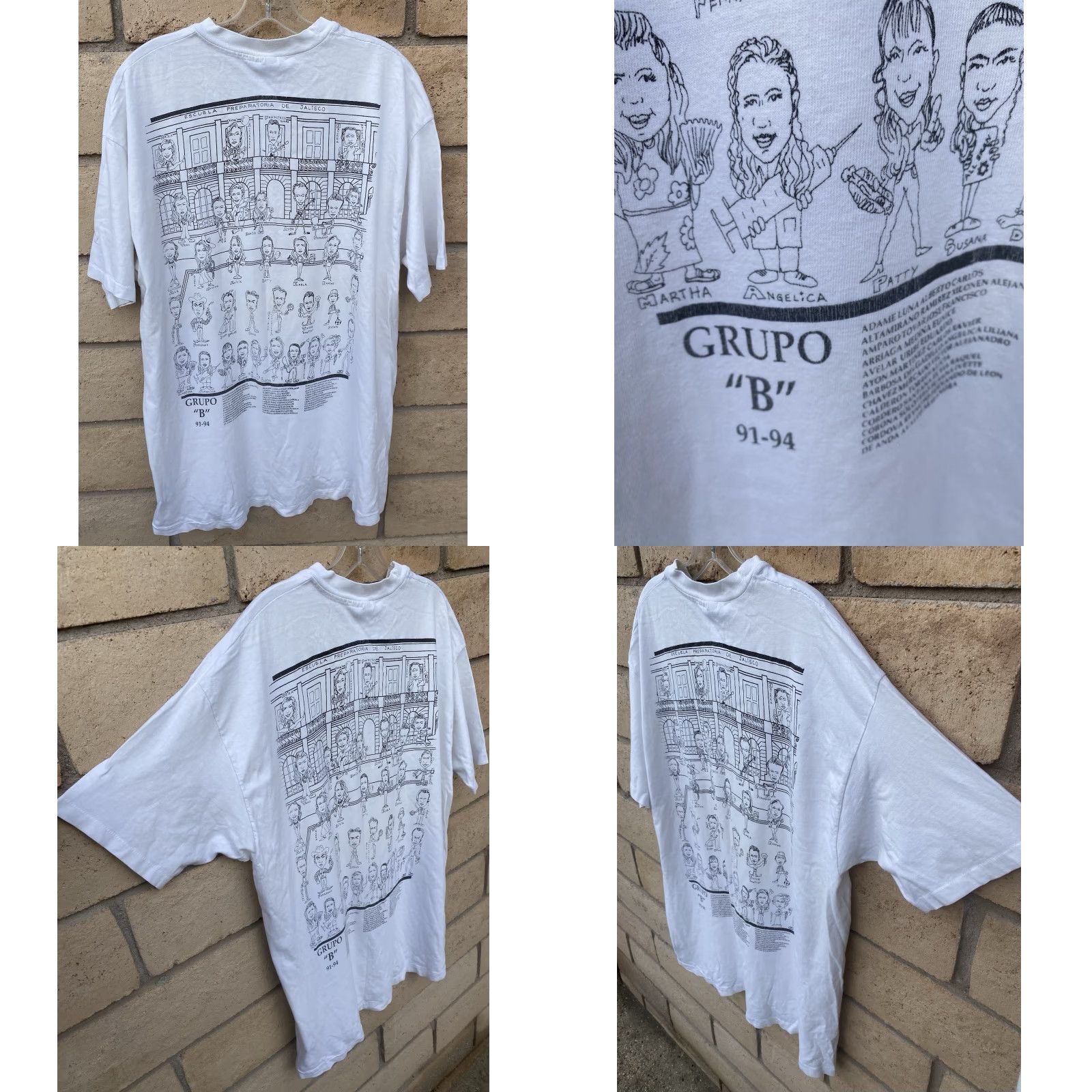 Hanes Vintage Hanes Beefy-T T-Shirt Escuela Preparatoria de Jalisco Grupo B 91-94 XL White 90s School Mens Size US XL / EU 56 / 4 - 8 Thumbnail