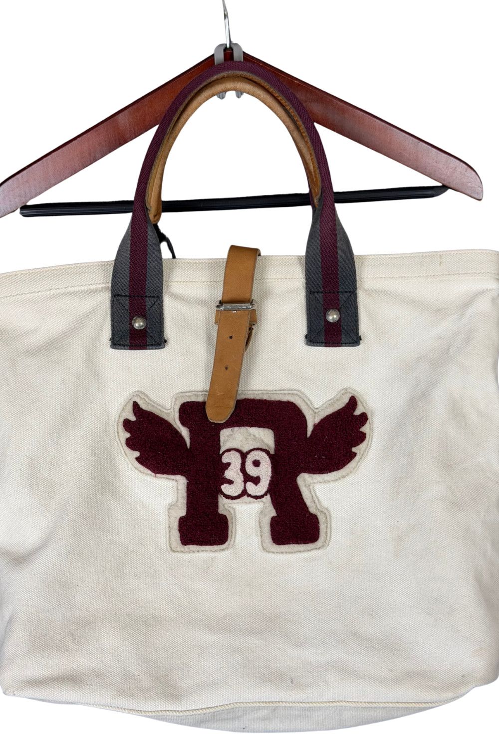 Ralph Lauren Rugby R39 Varsity Canvas Leather Tote Bag image 6
