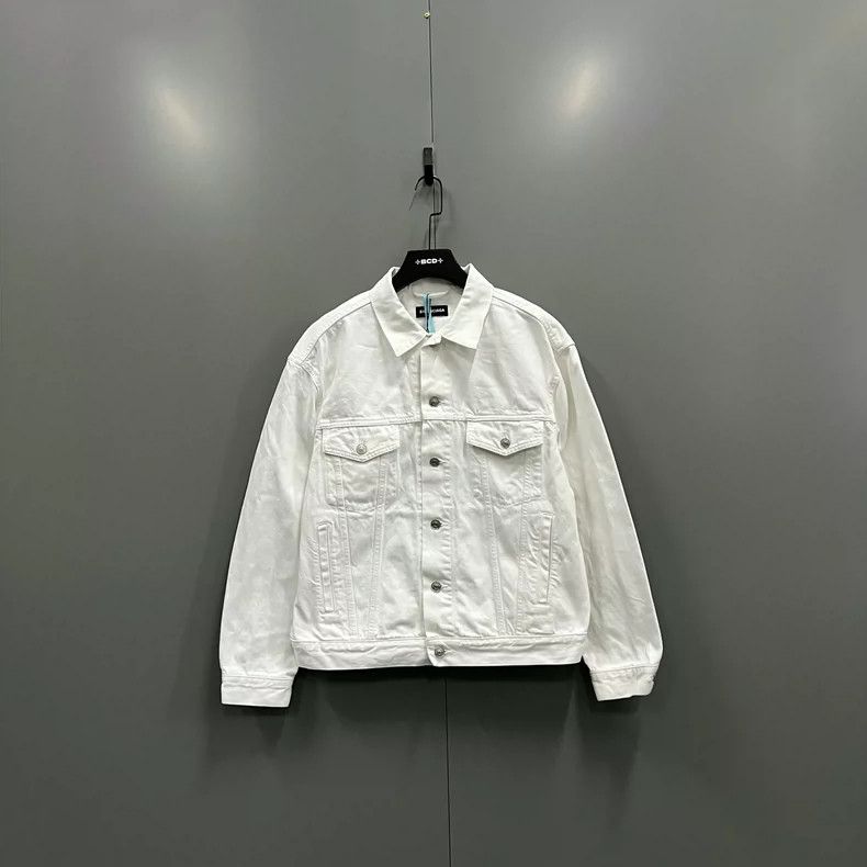 Balenciaga Balenciaga White Back Big Logo Denim Jacket Size US S / EU 44-46 / 1 - 1 Thumbnail
