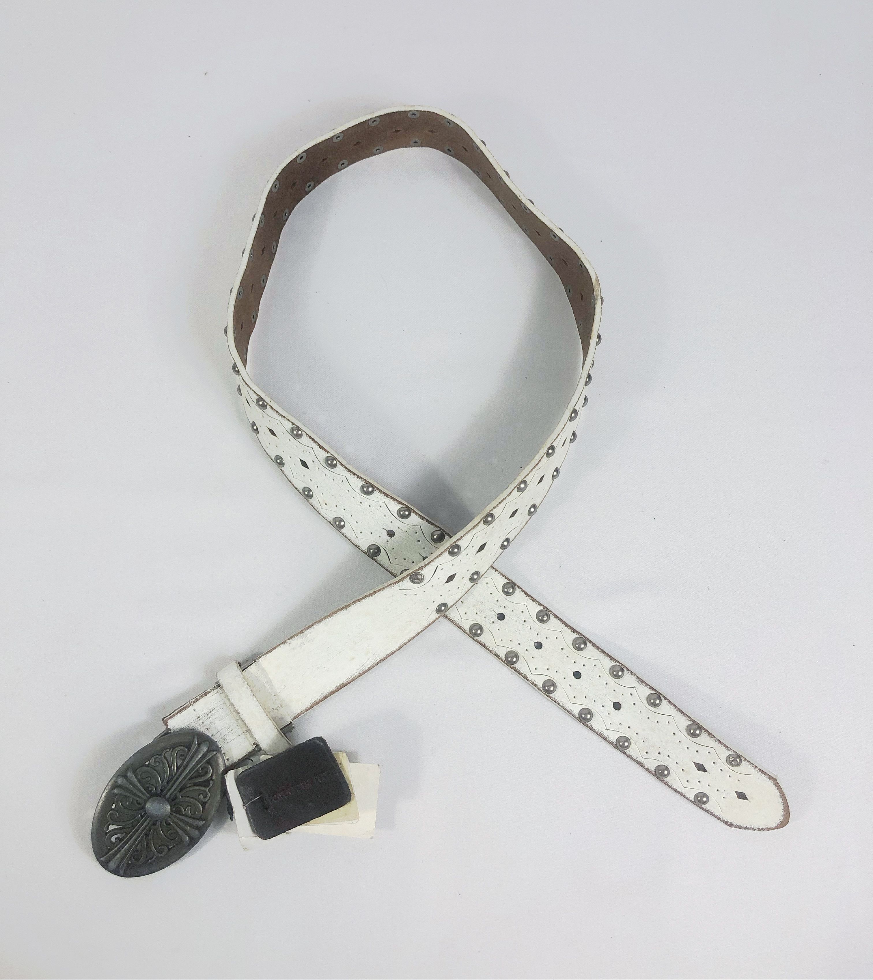 Japanese Brand Vintage NOS Power To The People Studded Punk Leather Belt Size ONE SIZE - 1 Thumbnail