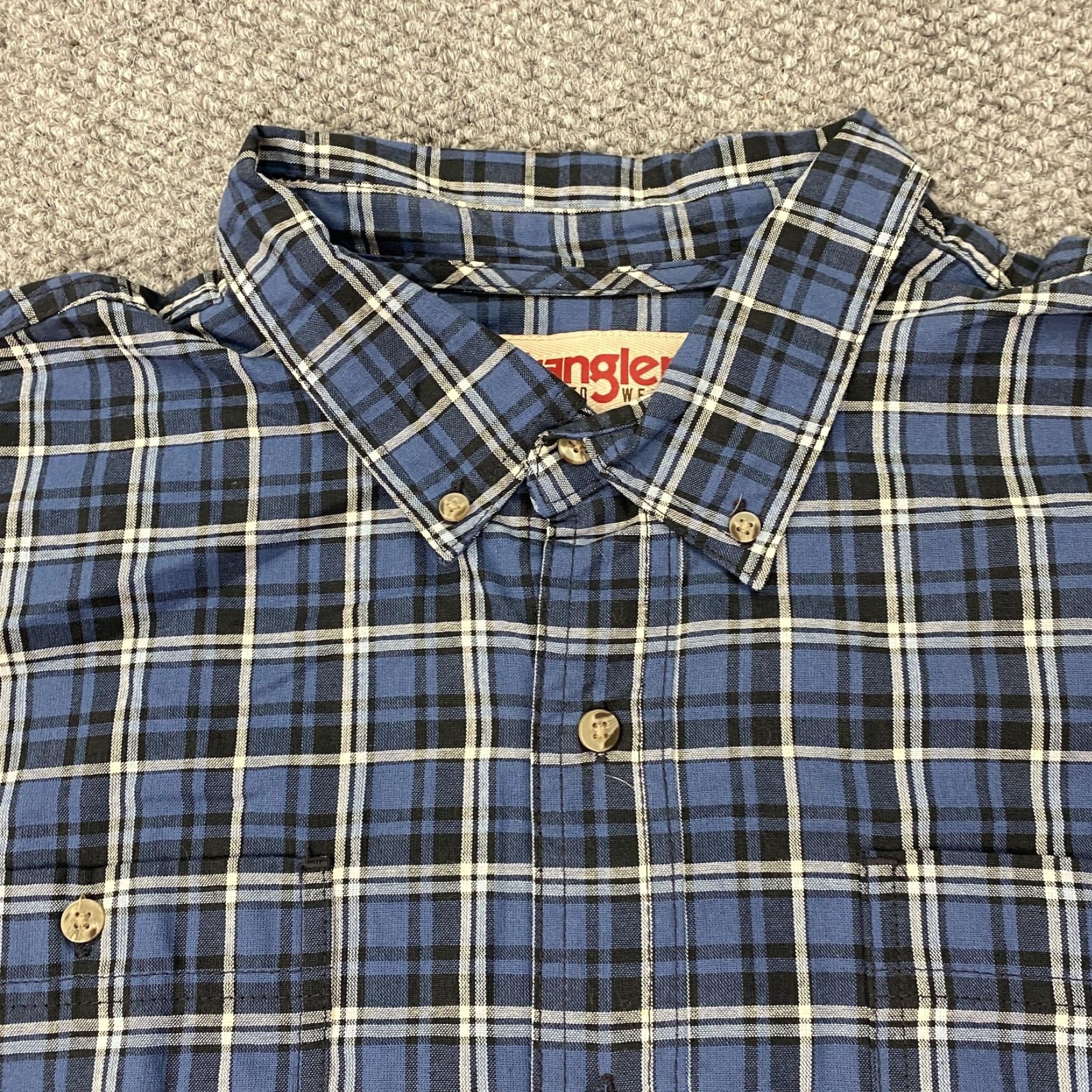 Wrangler Wrangler Shirt Mens 2XL Tall Blue Plaid Button Down Long Sleeve Rugged Wear Size US XXL / EU 58 / 5 - 3 Thumbnail