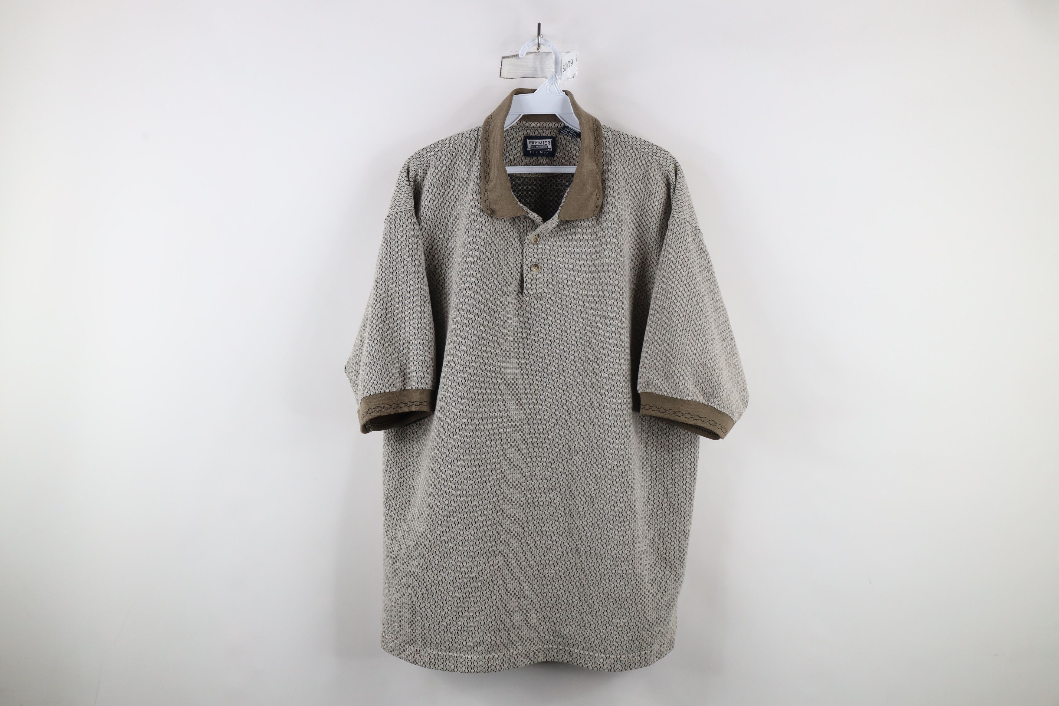 Vintage Vintage 90s Streetwear Baggy Fit Geometric Knit Polo Shirt Size US L / EU 52-54 / 3 - 1 Thumbnail